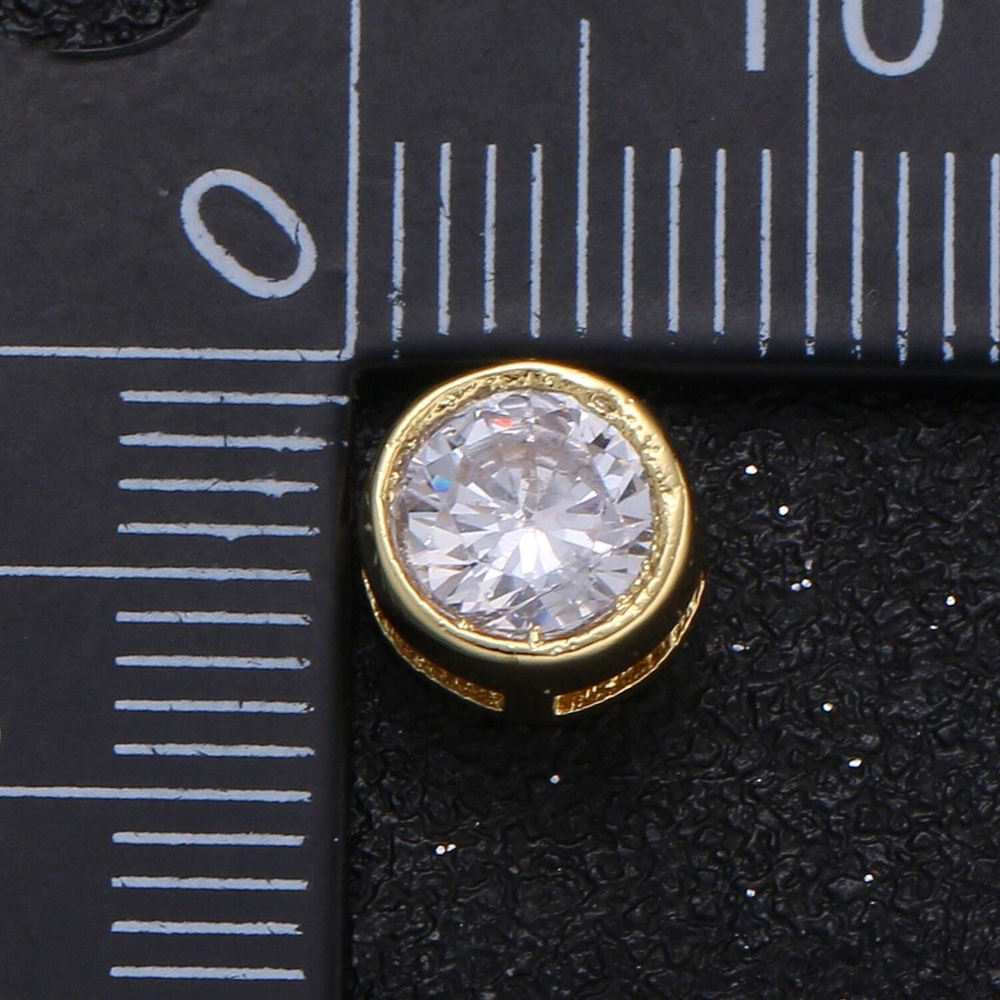 1x mini solitaire cz charm, round sleek pendant, color micro cz pave round circle charm, 8mm dia, spacer jewelry findings -119 - 126