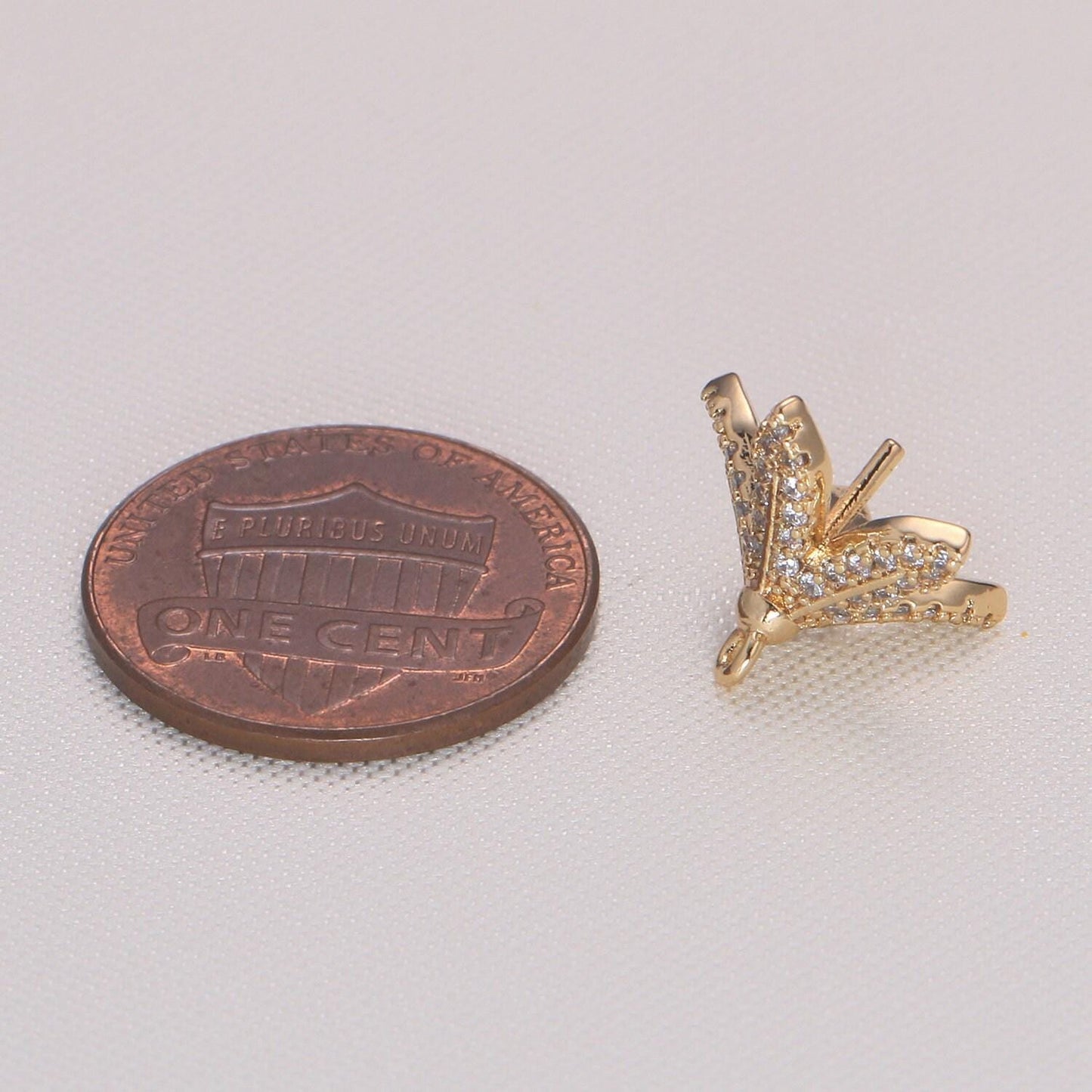 Gold bead cap with peg for top drilled beads micro pave supply component -921