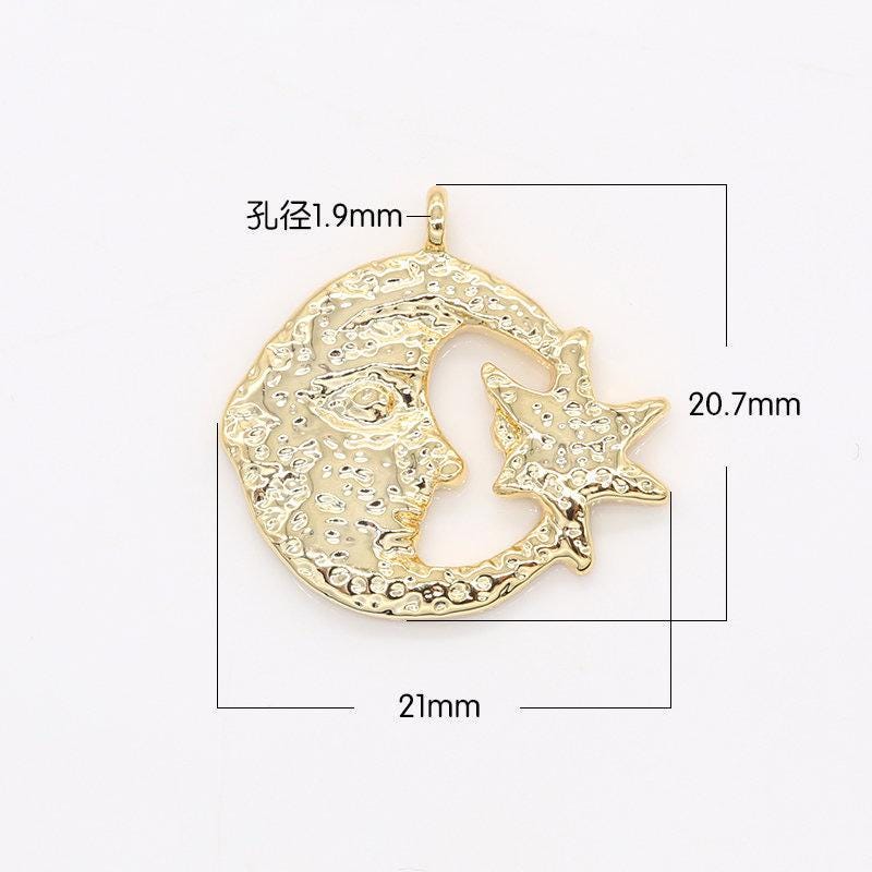 Gold rustic moon charm crescent moon celestial charm for jewelry making -140