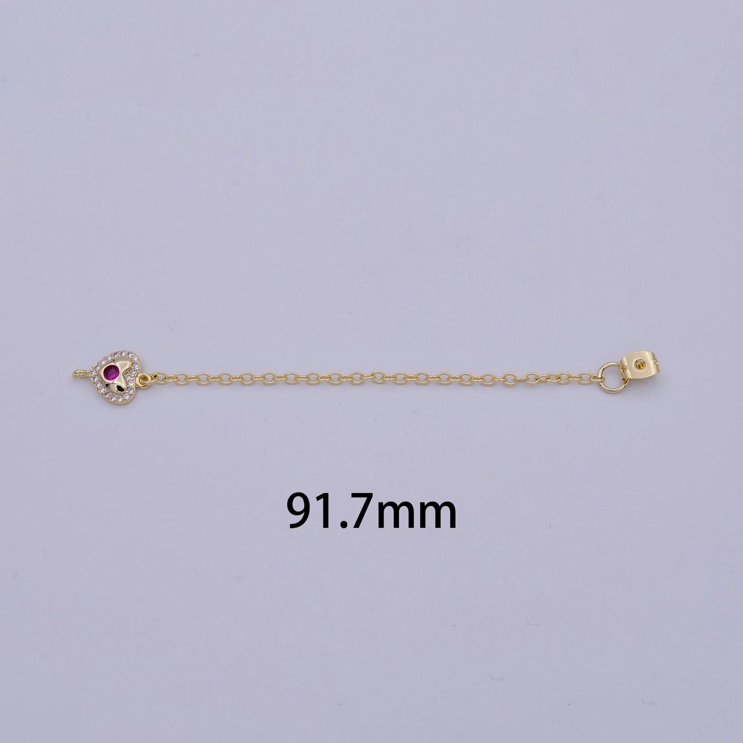 1 pair gold ear back stoppers, earring nuts with long tassel chain ink cz heart earring component finding k-176
