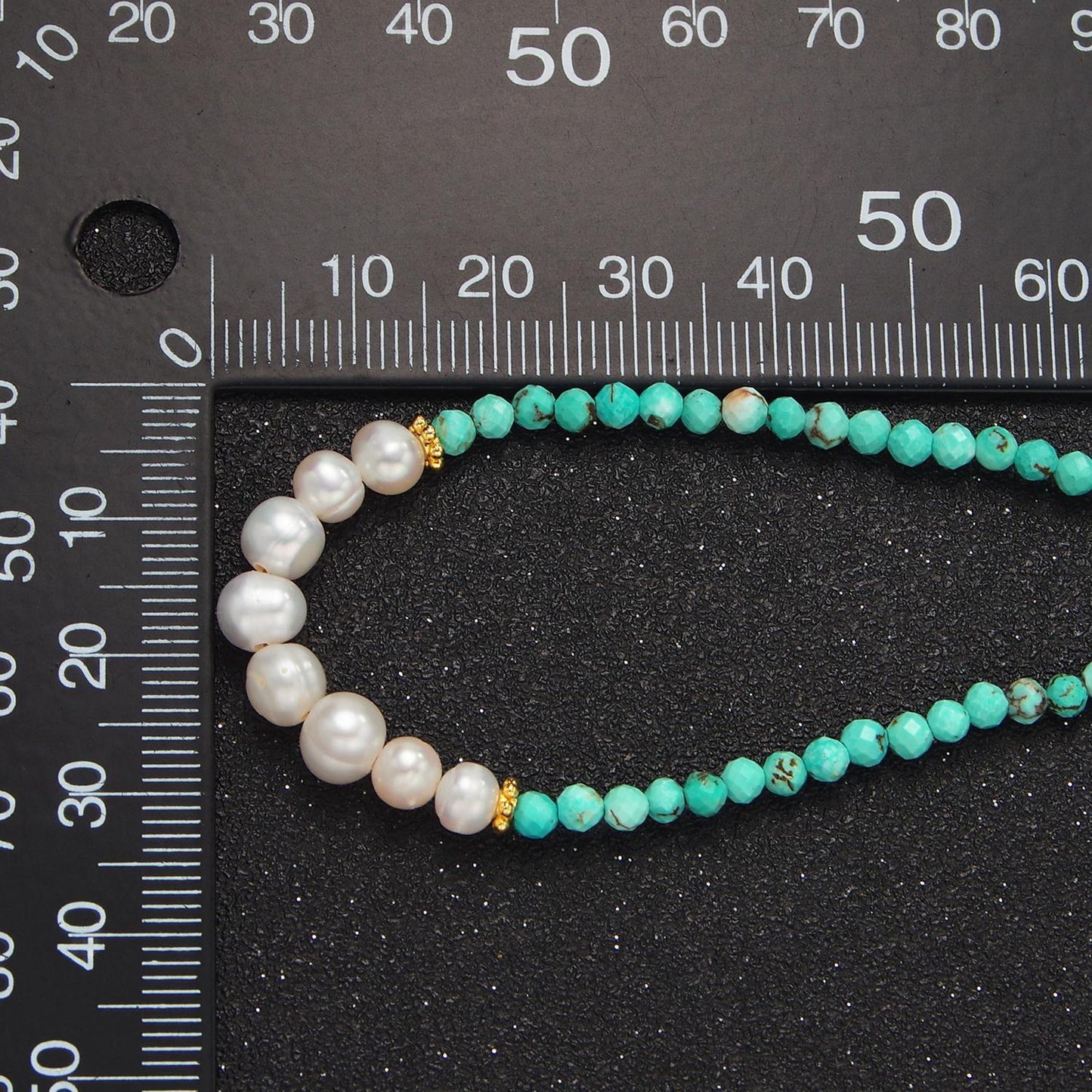 Turquoise freshwater pearl 14k gold filled beaded necklace | wa-2650