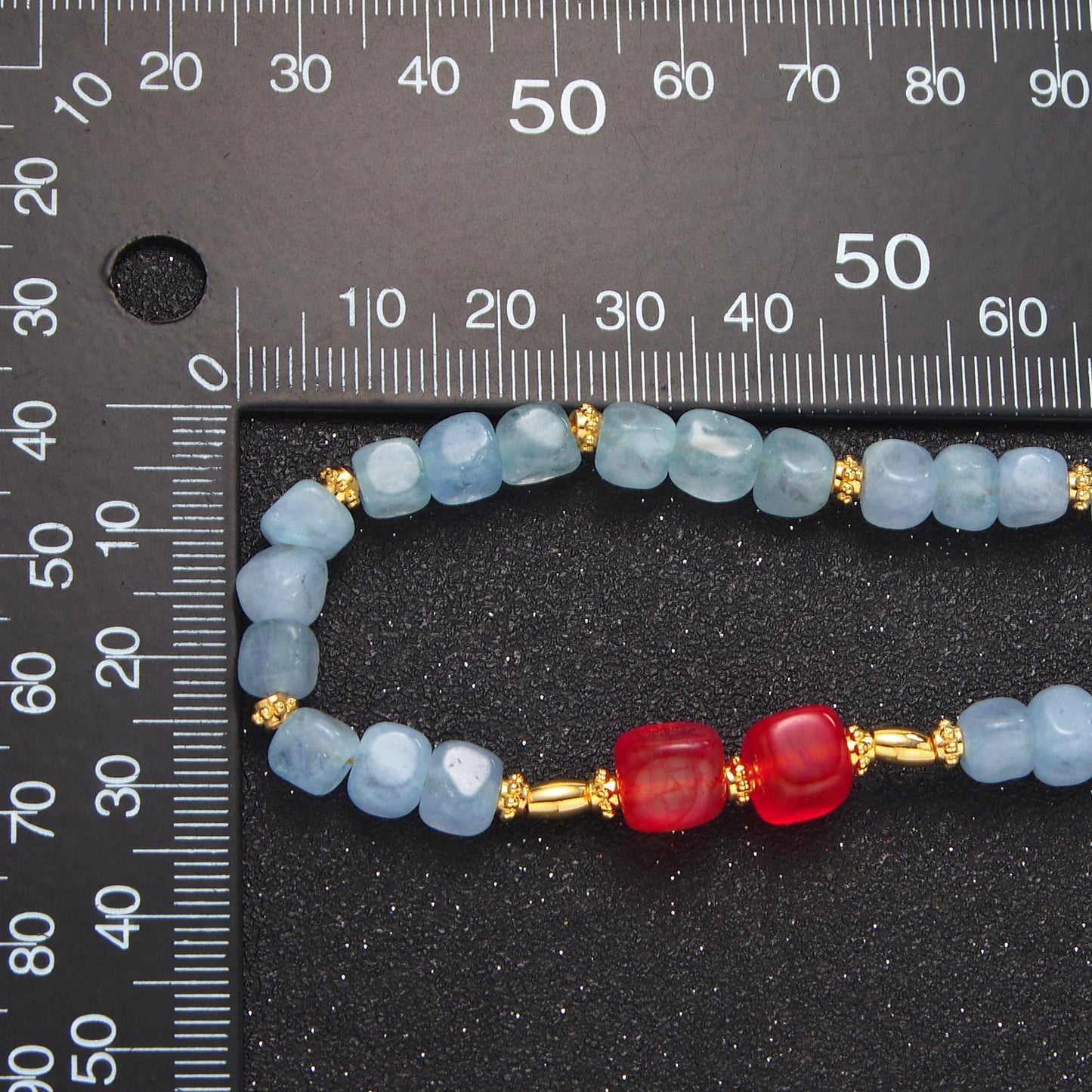 Carnelian aquamarine 14k gold filled beaded necklace Handmade 15.5 inch Necklace | wa-2645