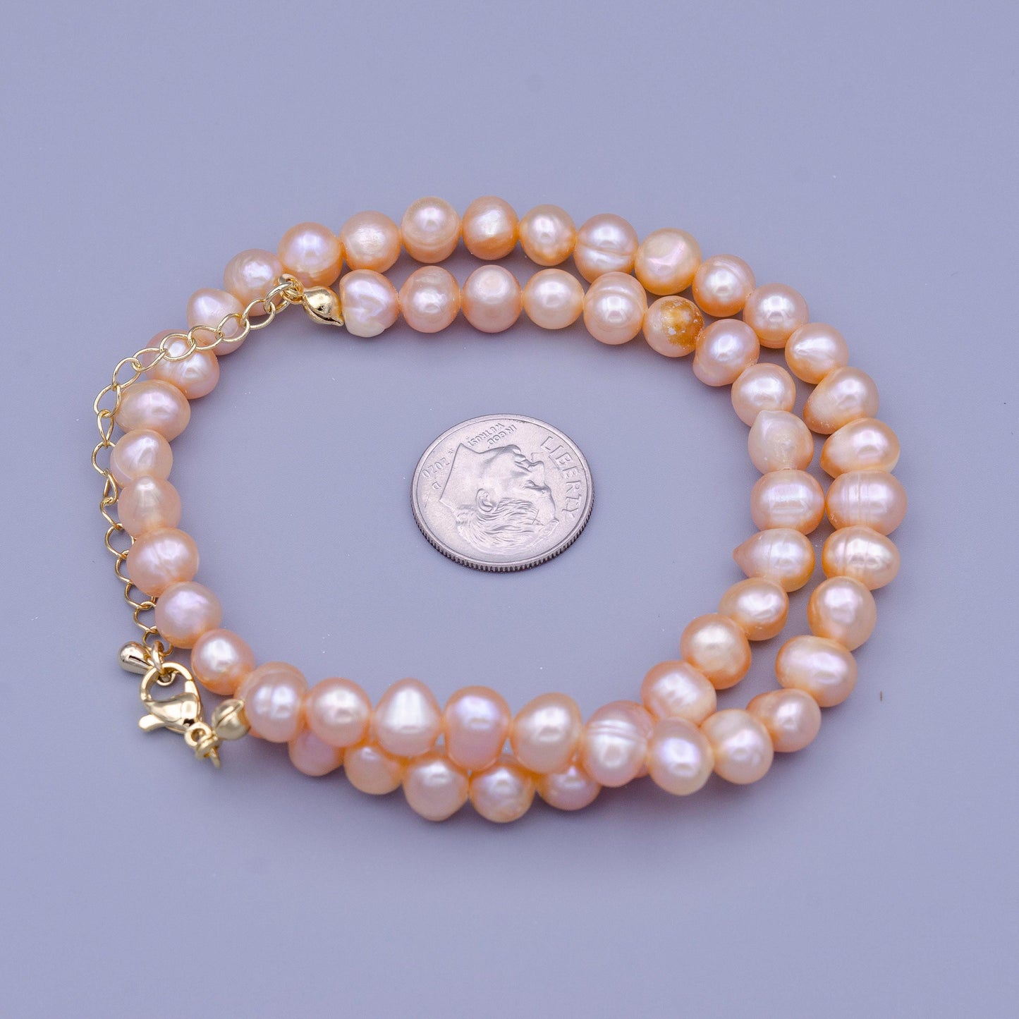 Dainty pink pearl choker, baroque pearl necklace, irregular-shaped pearl necklace, freshwater pearl choker necklace 14 inch wa1463