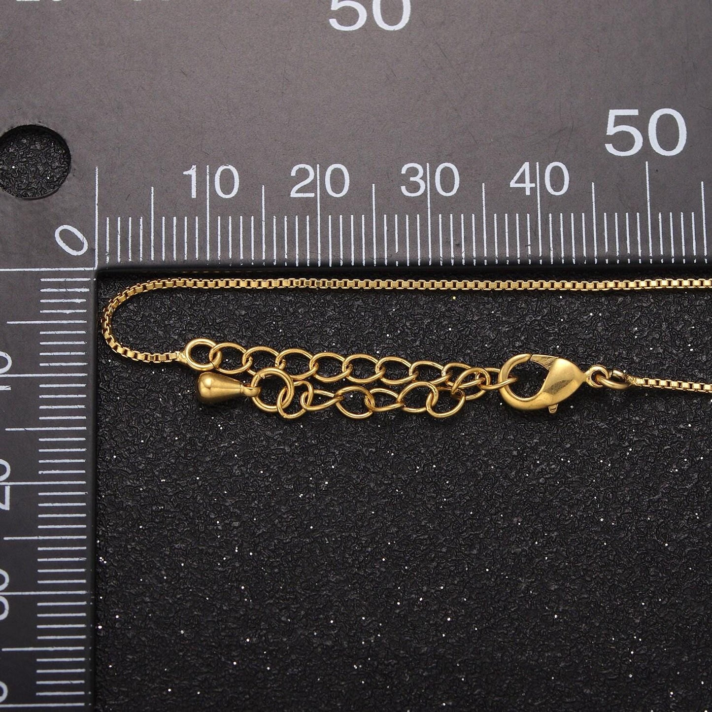 Wholesale 24k gf fine box gold chain necklace simple gold filled necklace thin plain women's necklace 15.5" + 2" extender women chain wa-795