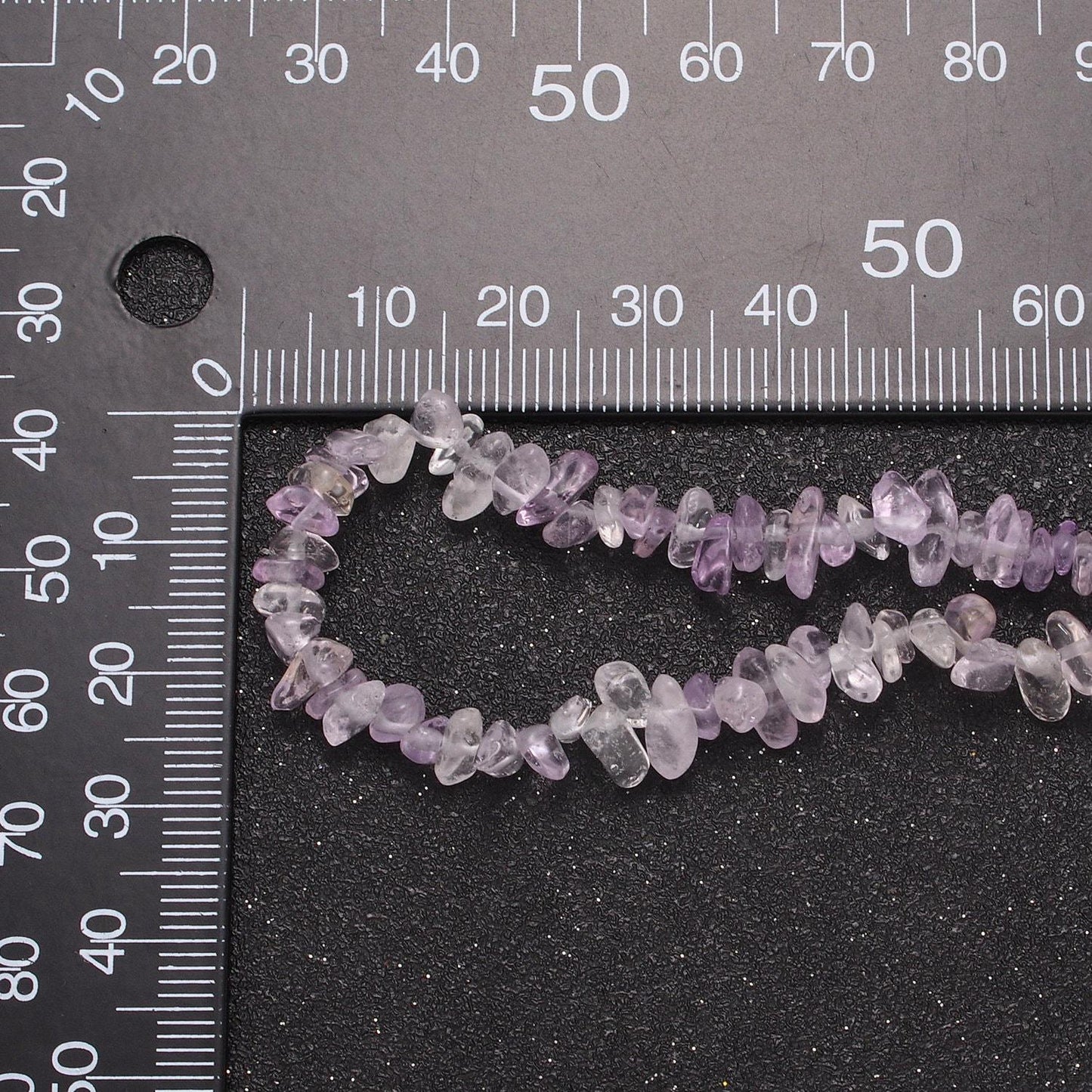 Clear purple amethyst beaded necklace - 18.5" chip necklace healing crystals, gemstone necklace, handmade jewelry, crystal necklace wa-646
