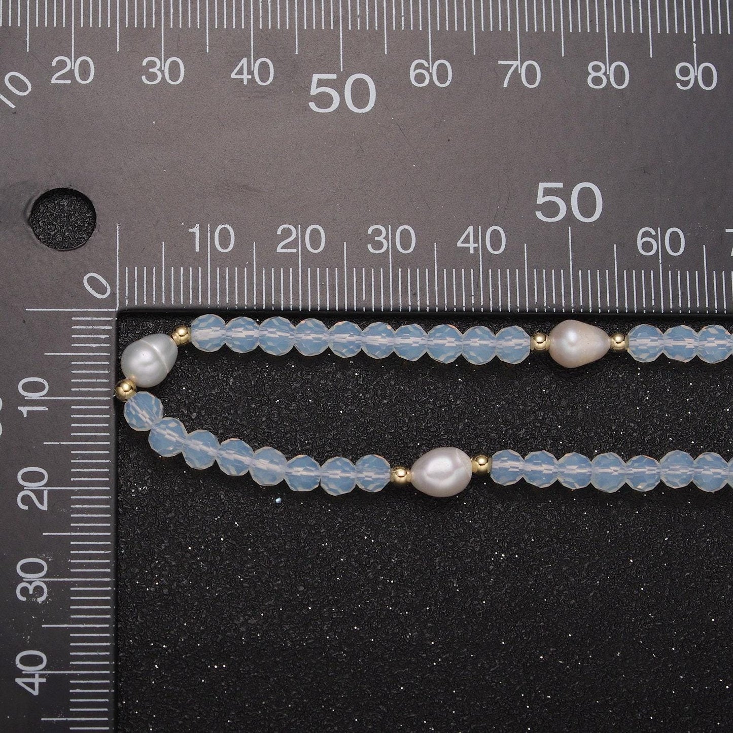Pearl with clear glass beaded necklace, clear faceted rondell beads necklace wa-594
