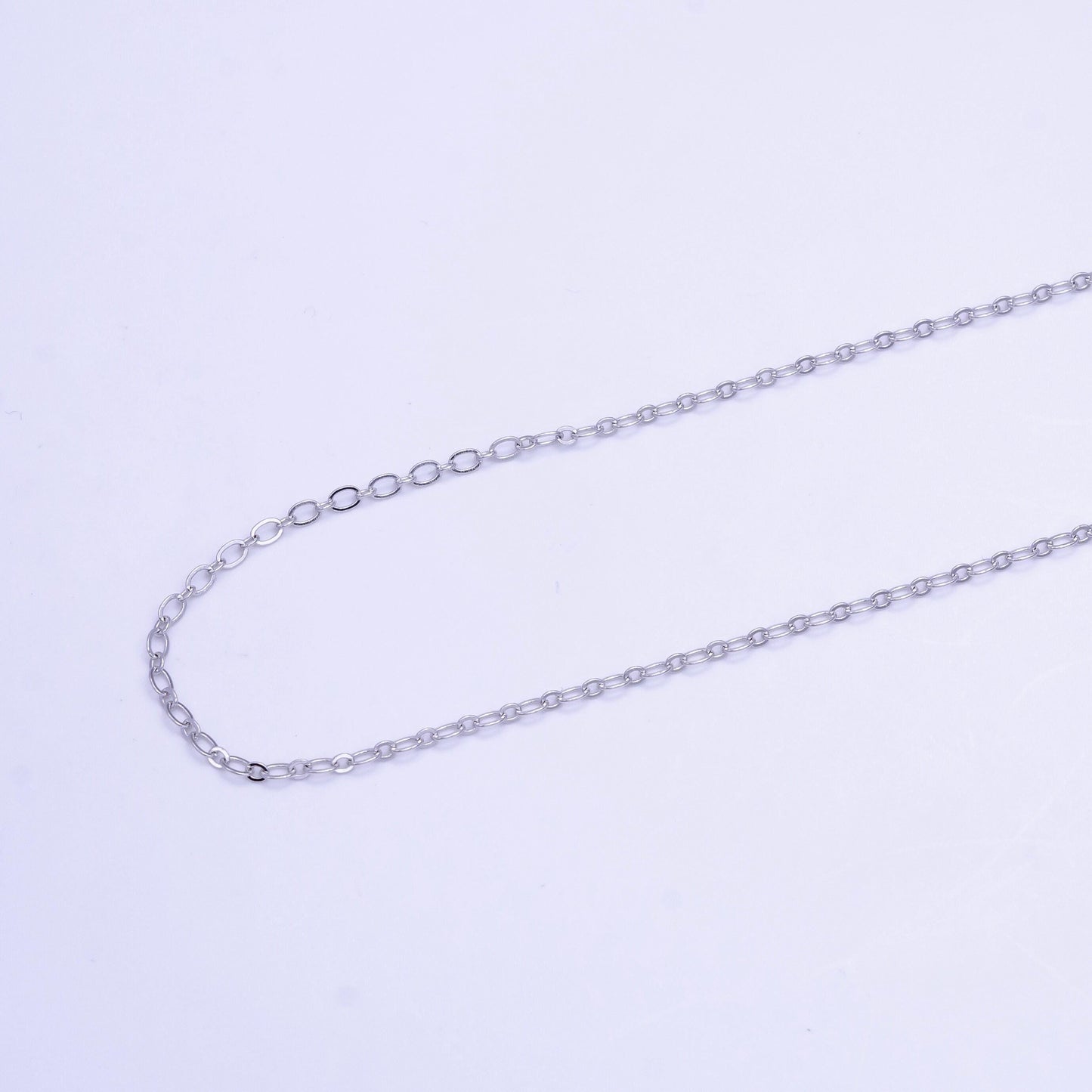 Ready to use cable necklace chain, layer dainty silver necklace 17.8 inch for minimalist jewelry making wa-2516