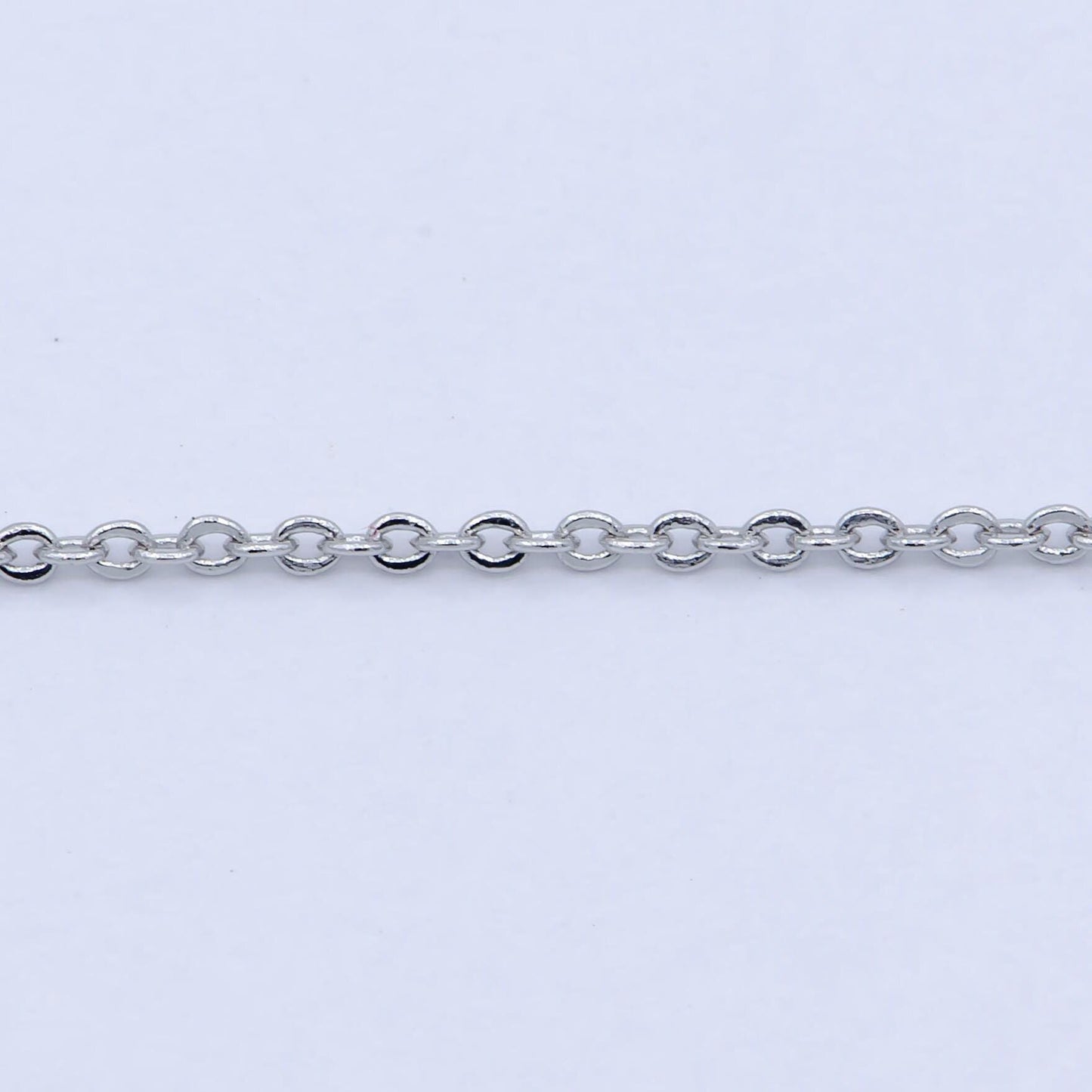 1pc 15.5''+ 2" extender ready to use white gold round curb rolo necklace chain,layer chain dainty necklace,for pendant charm necklace wa-239