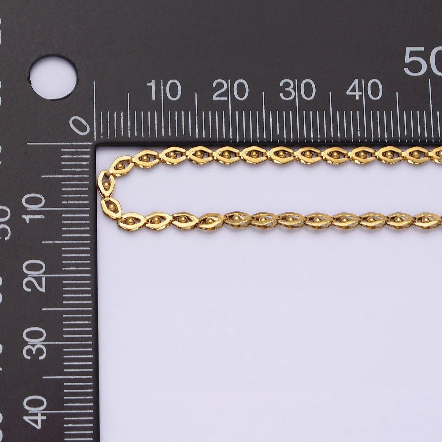 Stainless steel 2.5mm dot designed geometric 17.5 inch layering statement chain necklace | wa-1998