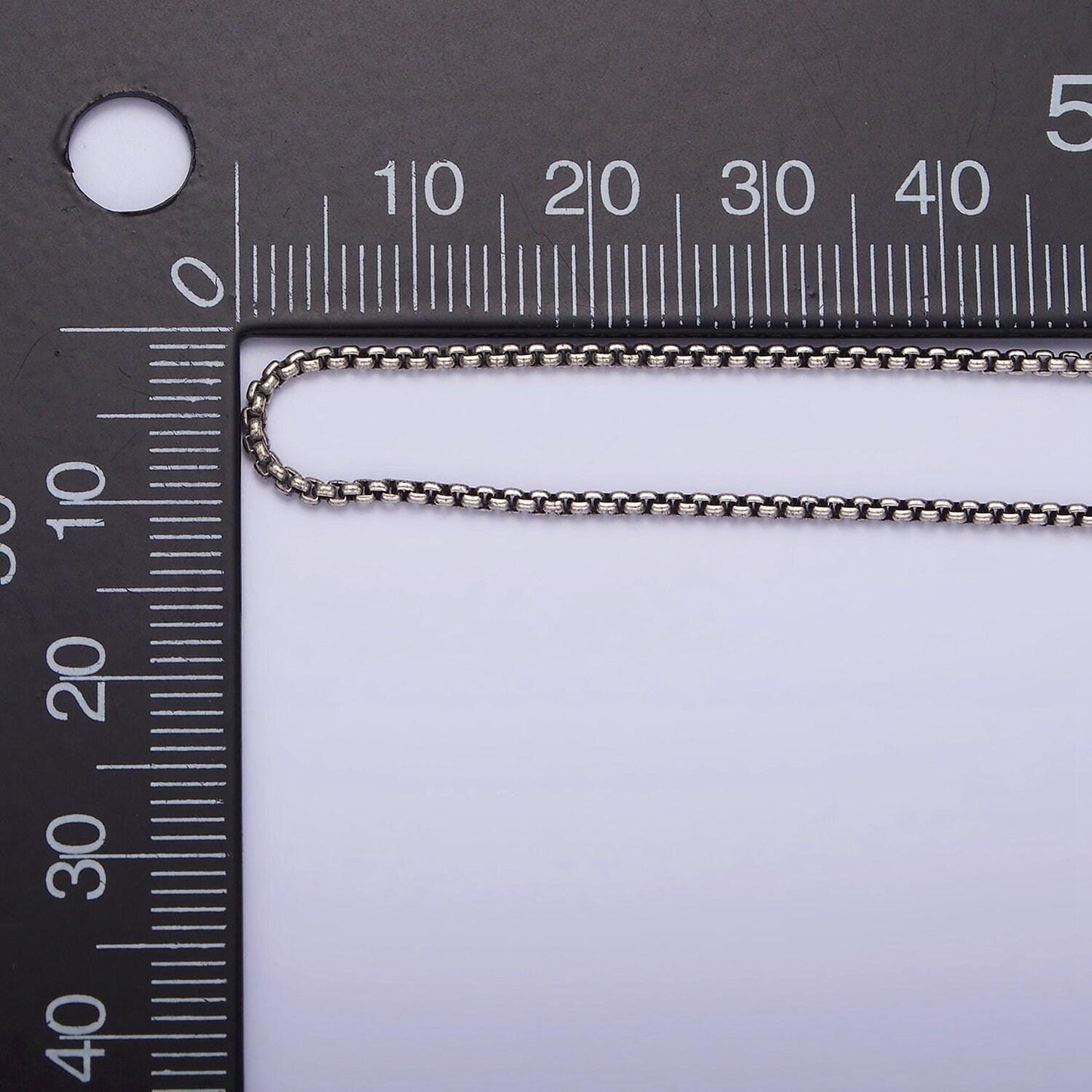 1mm oxidized round box chain necklace 925 sterling silver 15.35 inch + 2 inch extender adjustable chain necklace wa-1963