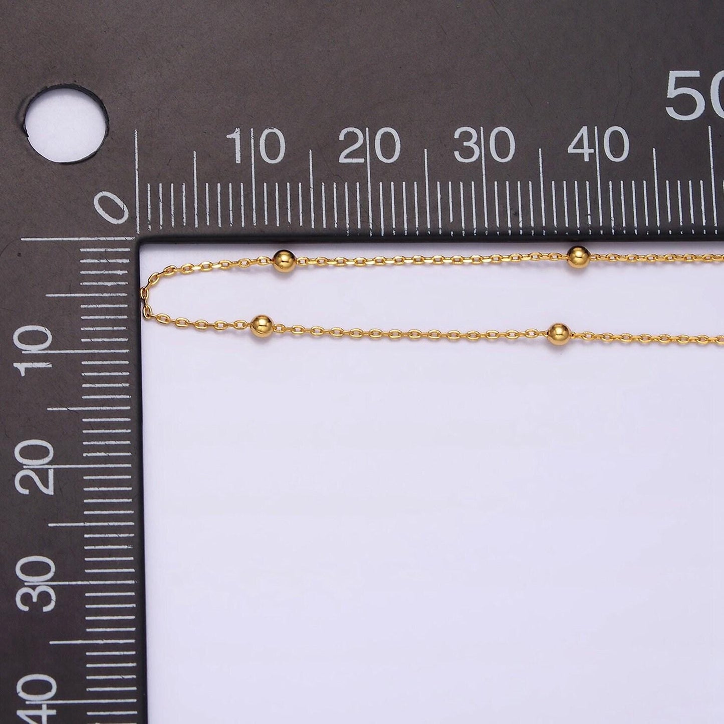 24k gold filled 0.5mm dainty satellite beaded cable chain 18 inch layering necklace | wa-1929