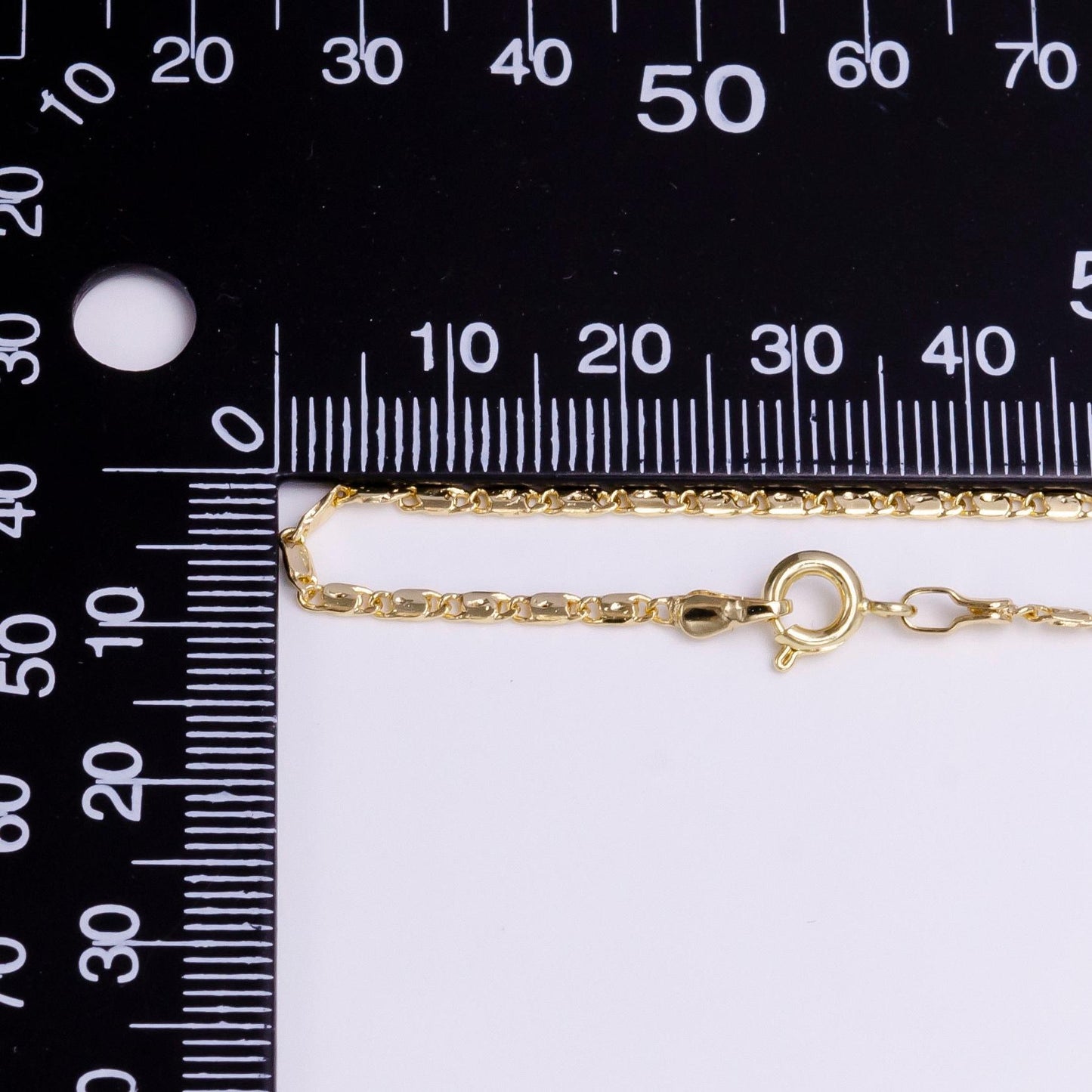 Gold dainty 1.8mm unique dented link 18 inch layering chain necklace | wa-1909