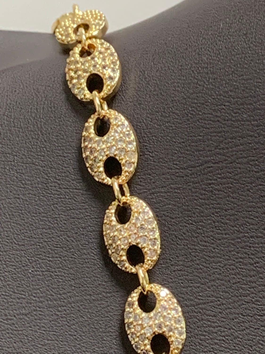 Cubic cluster anchor chain 14k gold by yard, mariner fancy link chain for diy craft, belt chain, clip chain roll-315
