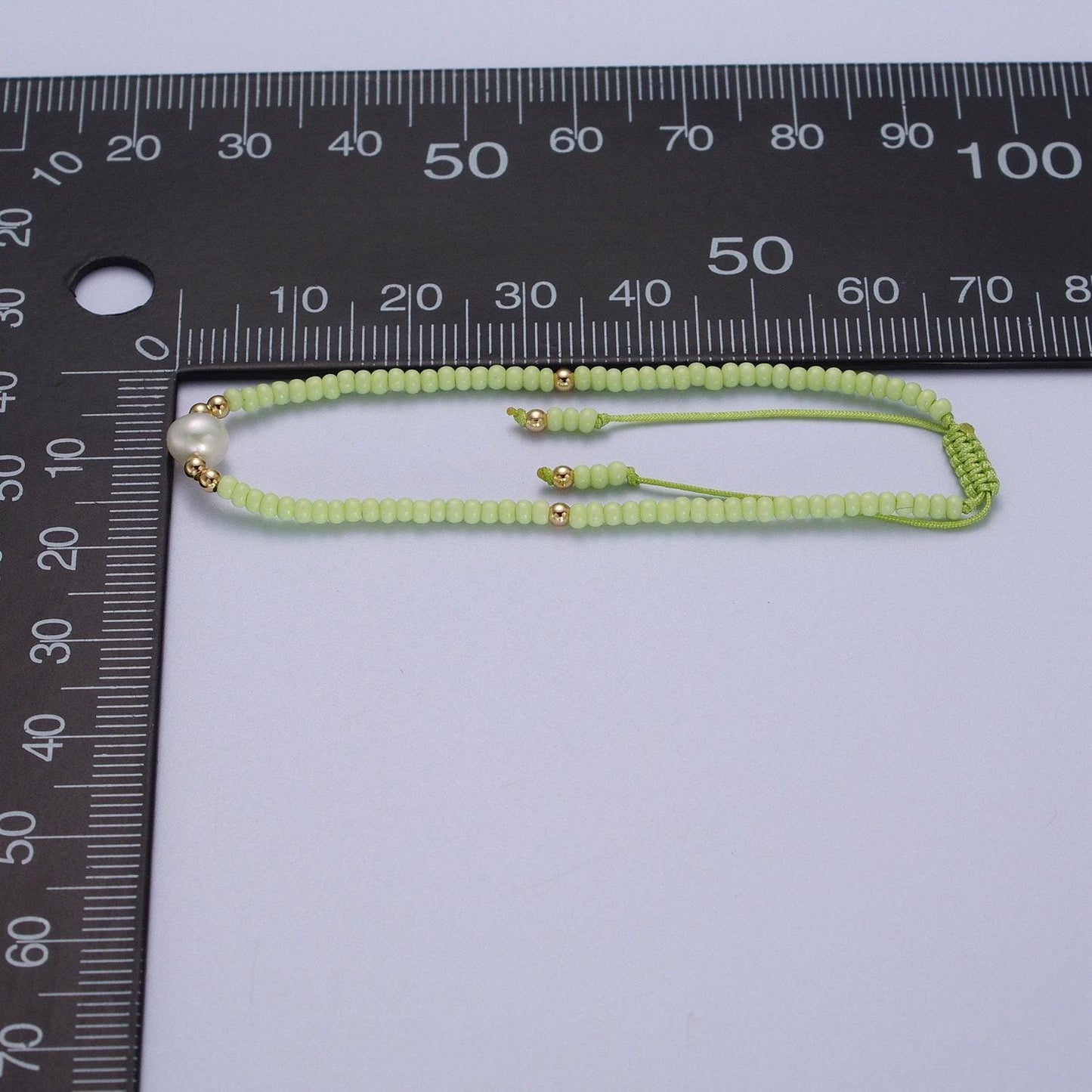 Pearl bracelet, minimalist glass beads pastel adjustable knotted braided macrame string bracelet women jewelry gift idea wa-1259