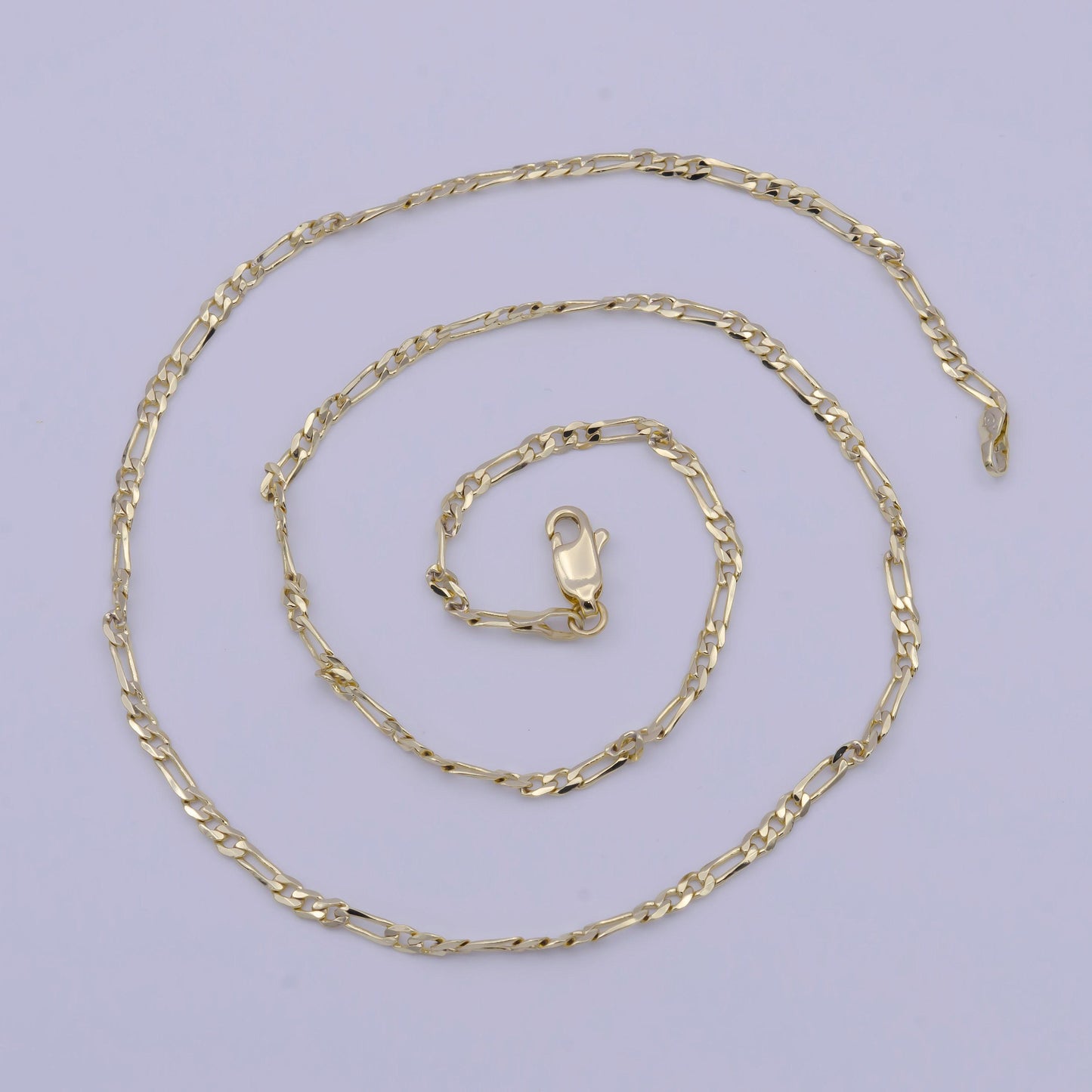 2.5mm gold figaro chain necklace, 14k gold filled 17.0" figaro link ready to wear necklace | wa-1155