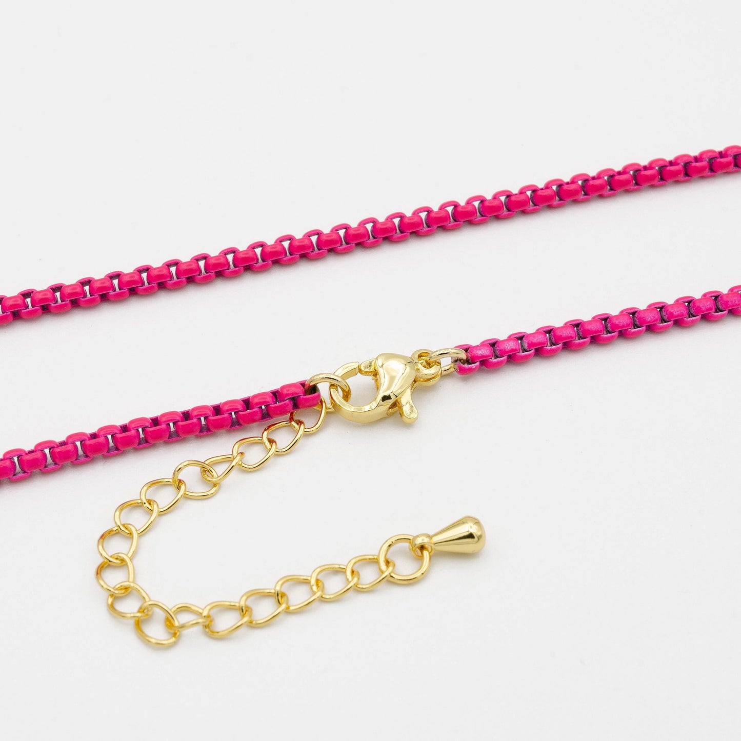 1pc 18''+2 " ready to wear fuchsia fancy enamel link rolo cable chain,square link chain necklace,width 2.6mm perfect for pendant charm,1018