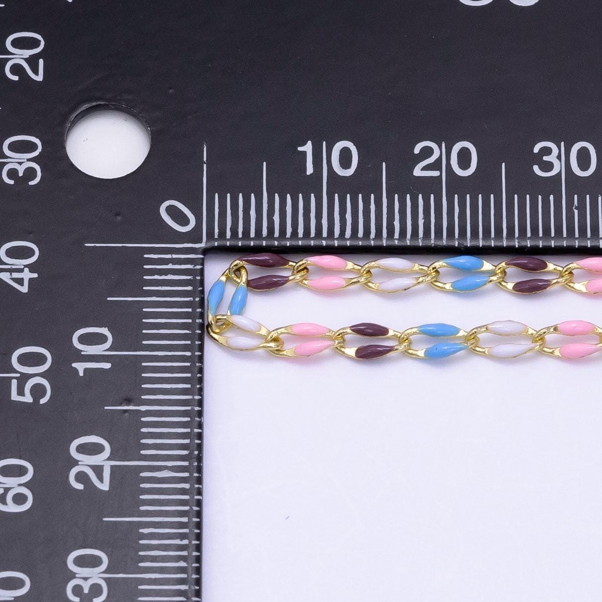 Fall season enamel chain for jewelry making supply permanent jewelry seasonal chain bracelet anklet necklace gold dainty unfinished chain