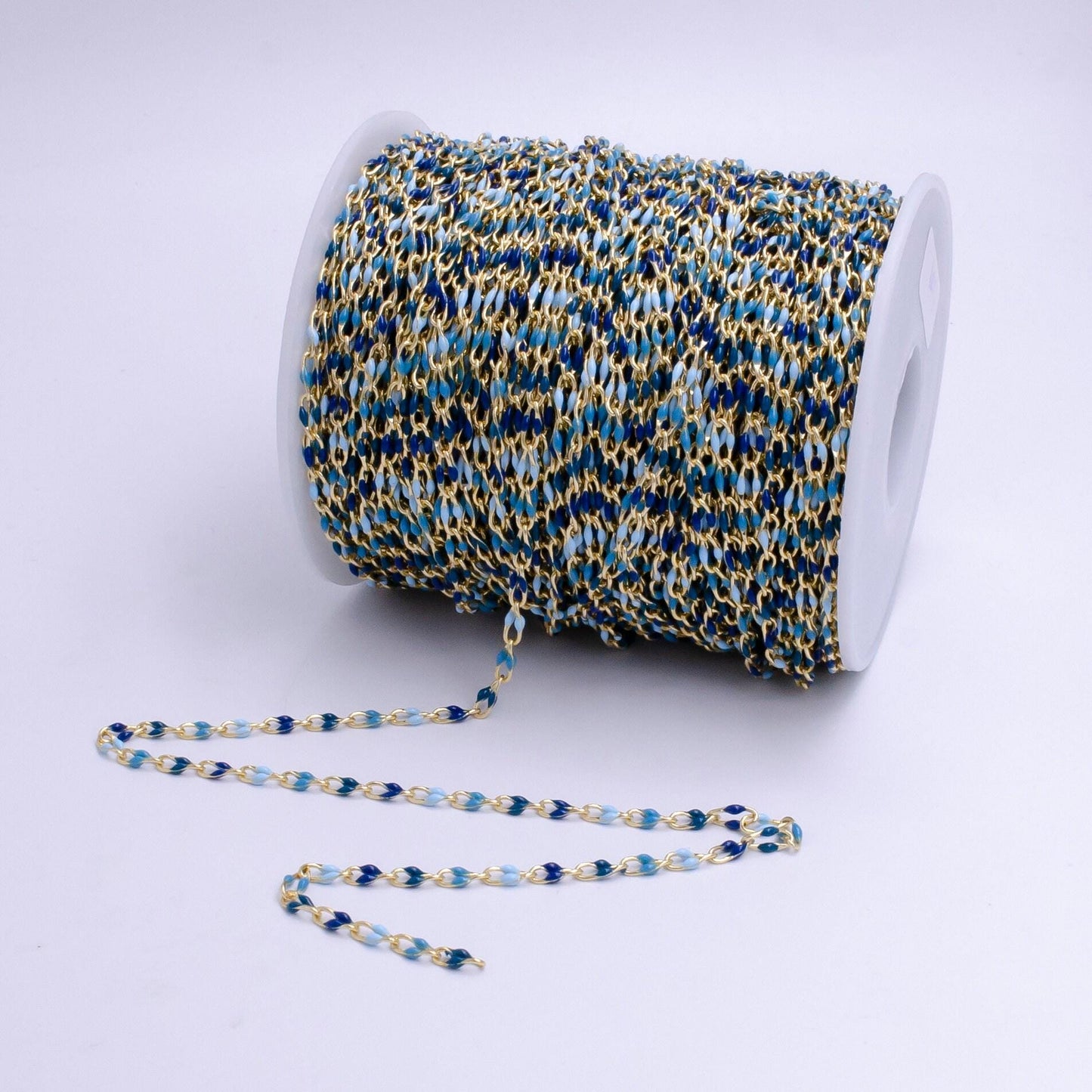 Dainty pink multi color enamel cable paperclip chain by yard, link cable seasonal chain for permanet jewelry wholesale bulk chain