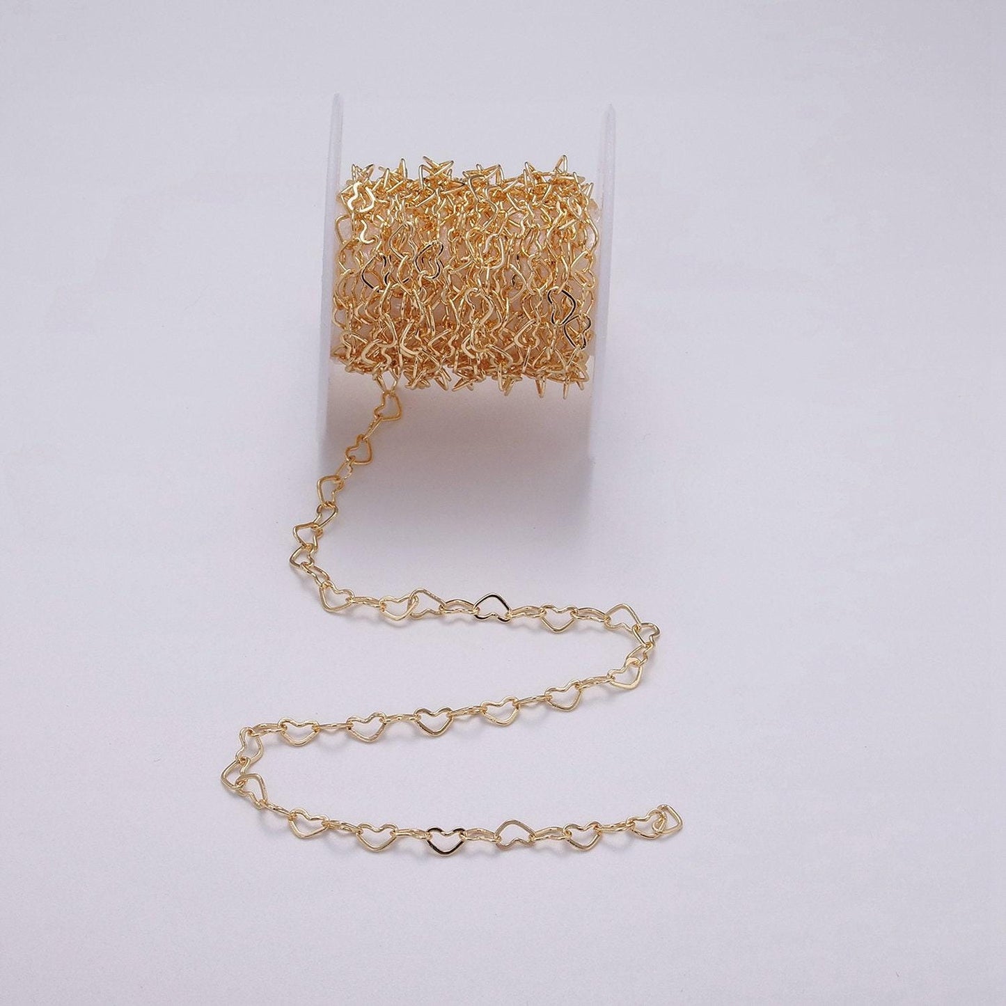24k gold filled 4.4mm heart cable link chain unfinished chain by yard for jewelry making supply | roll-1386