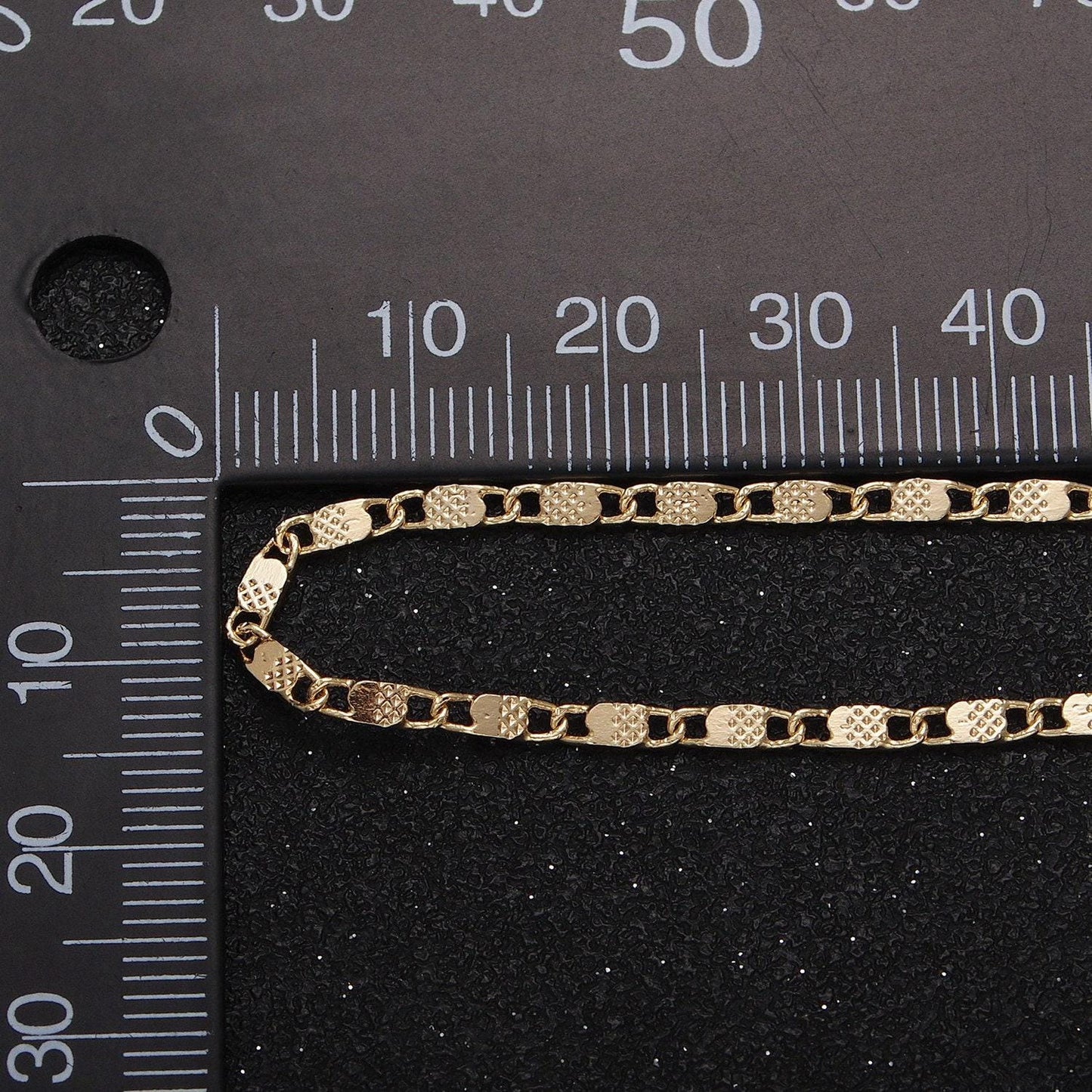 24k gold filled 2.2mm dotted textured sunburst connecting link anchor mariner unfinished chain by yard for jewelry making | roll-1031