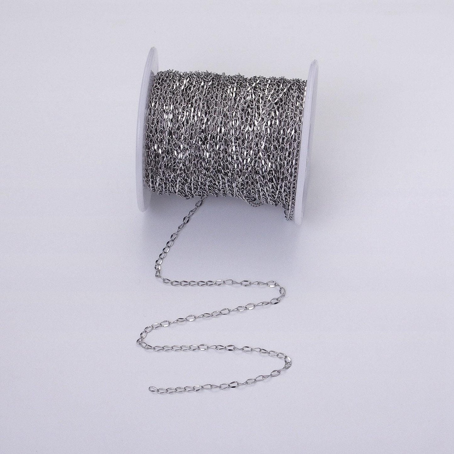 Dainty silver cable chain 2.1mm unfinished chain by yard unique cable link chain | roll-1326