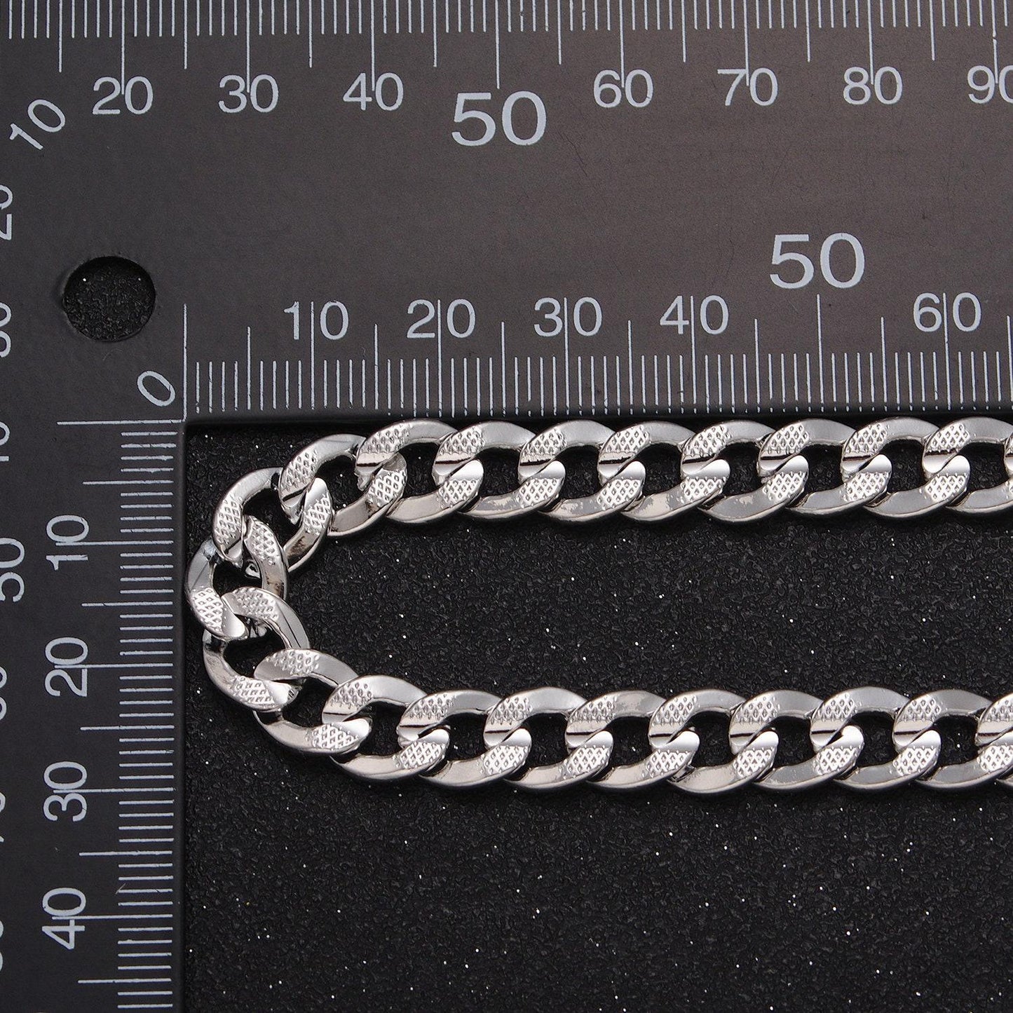 Gold filled 8.5mm dotted textured flat cuban concave curb unfinished jewelry making gold, silver statement yard chain | roll-1052 roll-1080