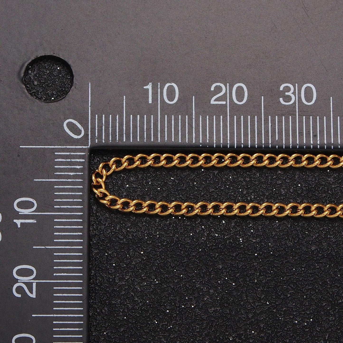 24k gold filled mini curb unfinished chain by yard, 2mm width gold & silver wholesale bulk chain | roll-943, roll-944