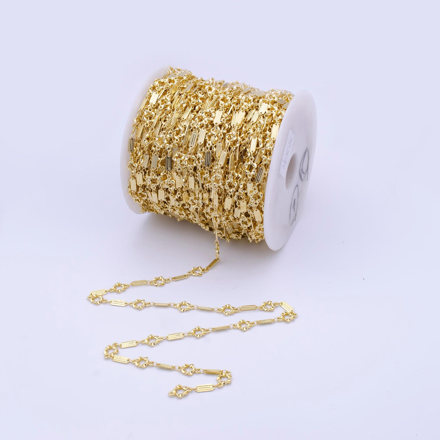 24k gold filled unfinished chunky unique flat bar link chain, bulk wholesale gold chain for jewelry making | roll-780