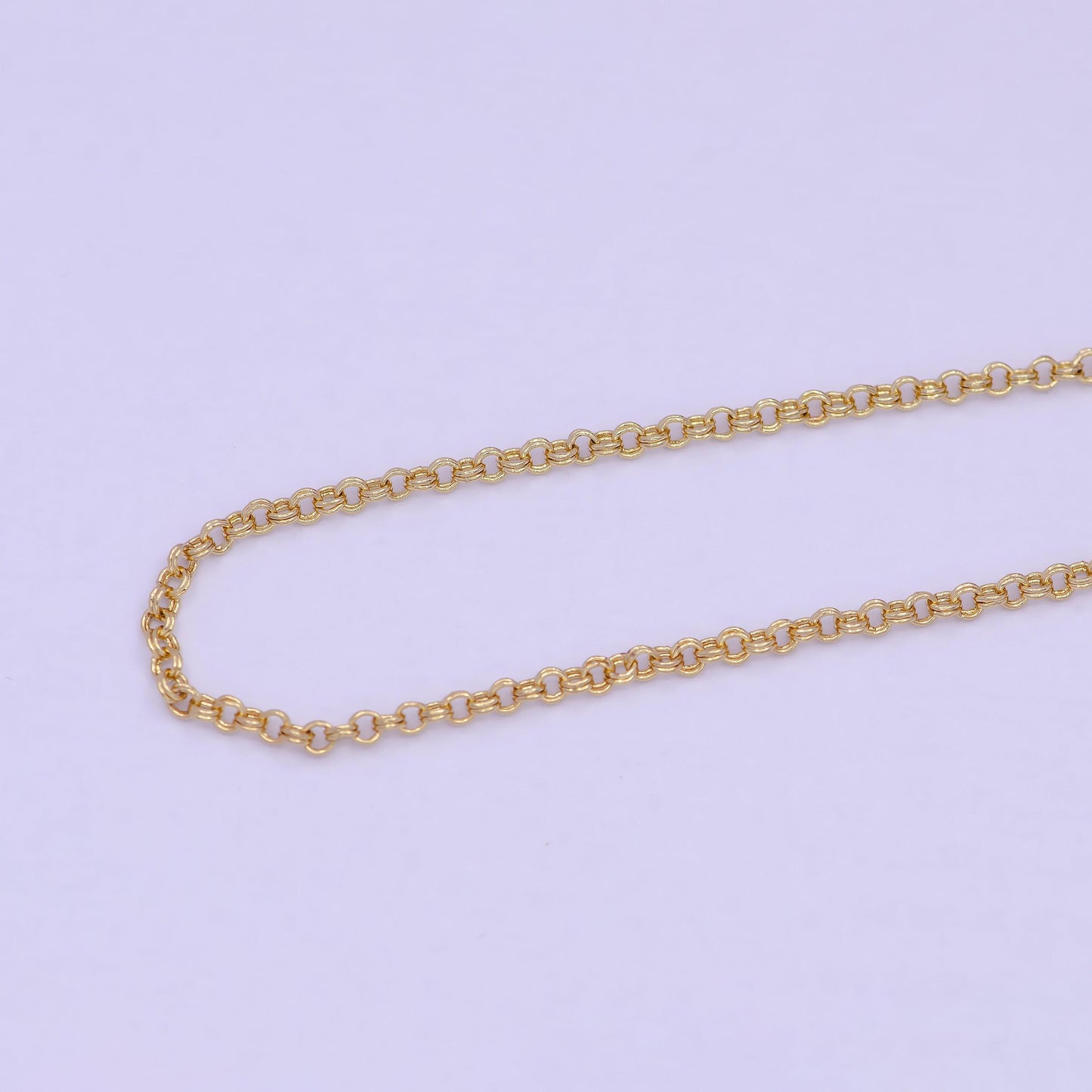 24k gold filled unfinished rolo chain by yard, double rolo bulk wholesale chain | roll-734