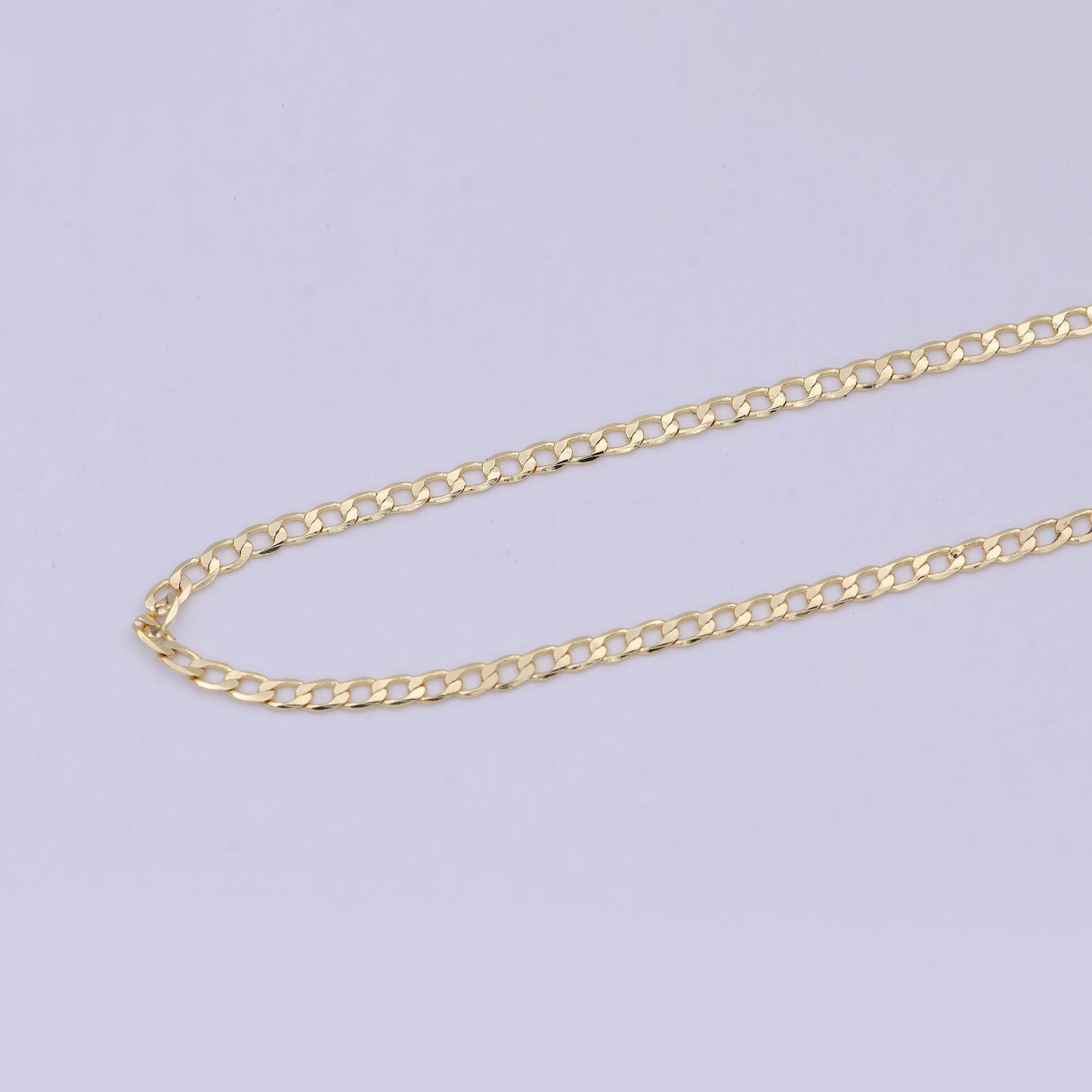 24k gold filled concave flat figaro chain by yard, wholesale bulk flat figaro chain roll |