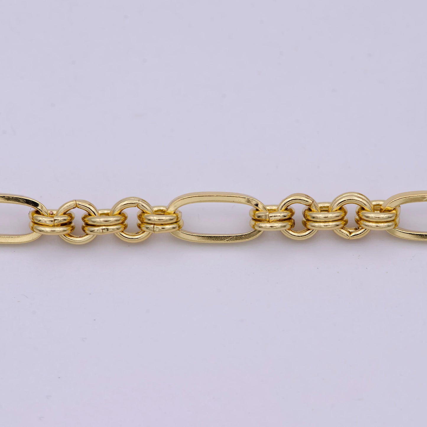 Gold rolo stadium cable paperclip chain by yard, link cable rolo elongate chain wholesale bulk roll chain for jewelry making,573