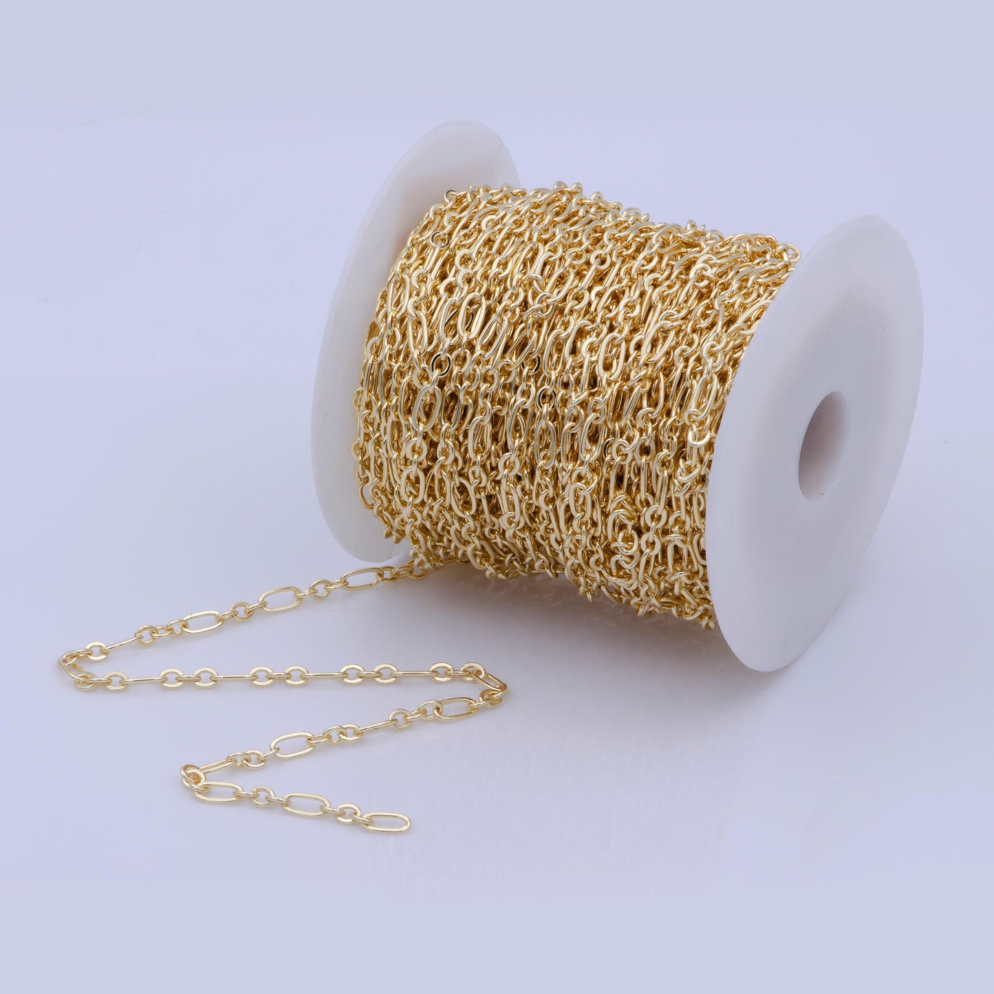 Gold oval and triple rolo chain, dainty chain by yard, great quality bulk chain for jewelry supplies, 554