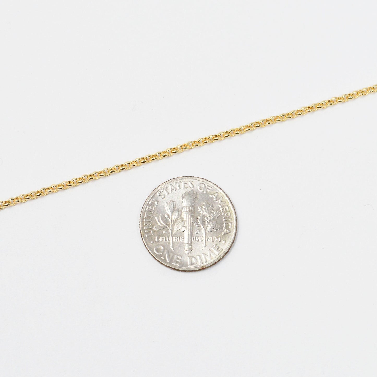 22k gold plated rolo cable chain by yard, gold plated box link chain, wholesale bulk roll chain for jewelry making, width 1.7mm,roll- 429