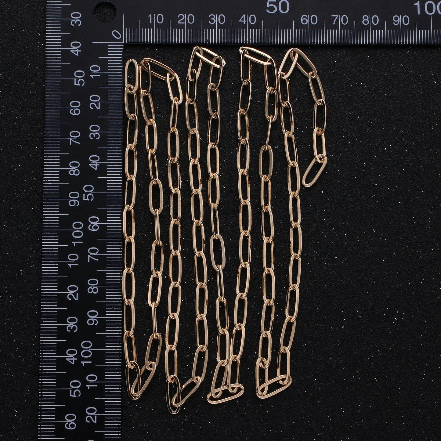 0.6mm gold paperclip rolo cable chain by yard, 18k gold filled 11mmx4mm bulk wholesale paper clip chain by yard | roll-312
