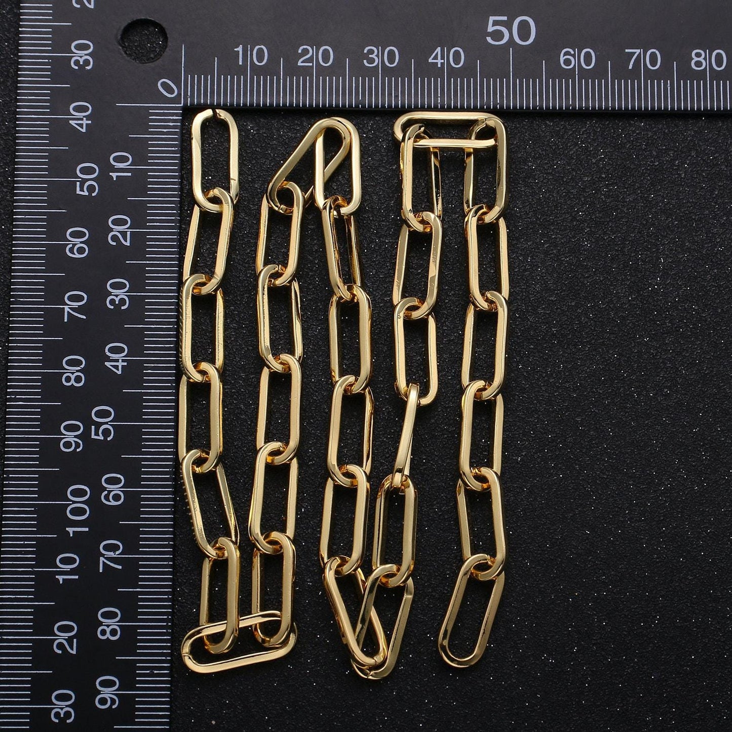 24k gold rolo cable paperclip chain by yard, link cable thick elongate chain, wholesale bulk roll chain jewelry making 16.7x7mm,232