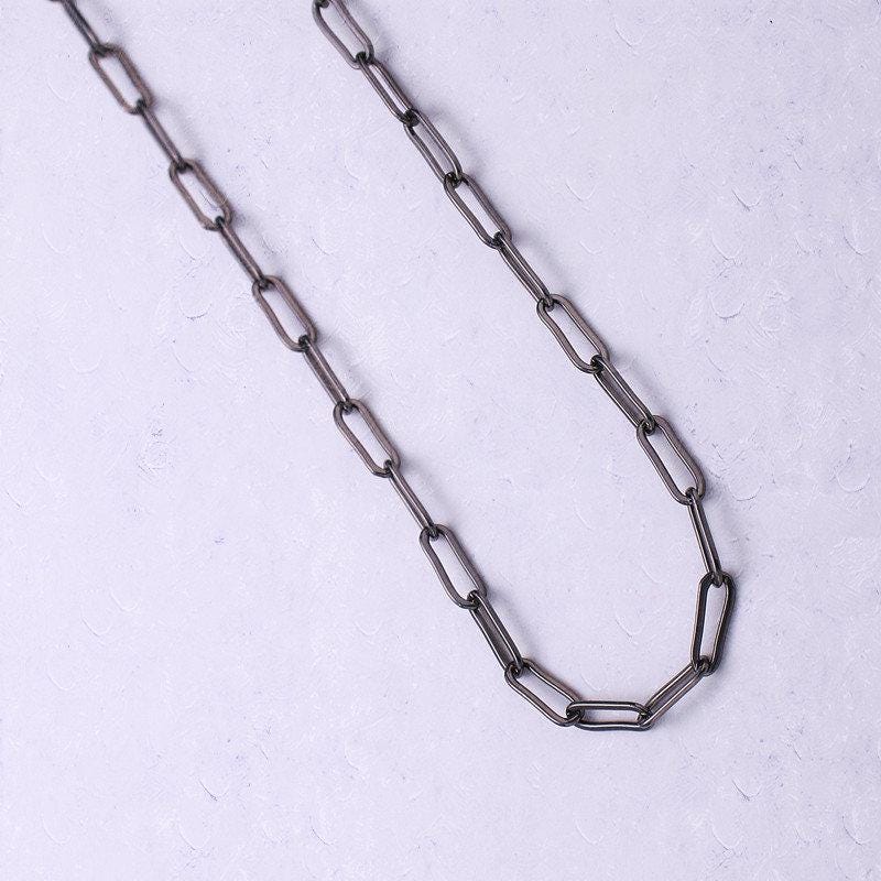 14k white gold oval paperclip dainty chain by yard, elegant paperclip link chain by foot, chain size 9x3mm, silver and black only,125,126