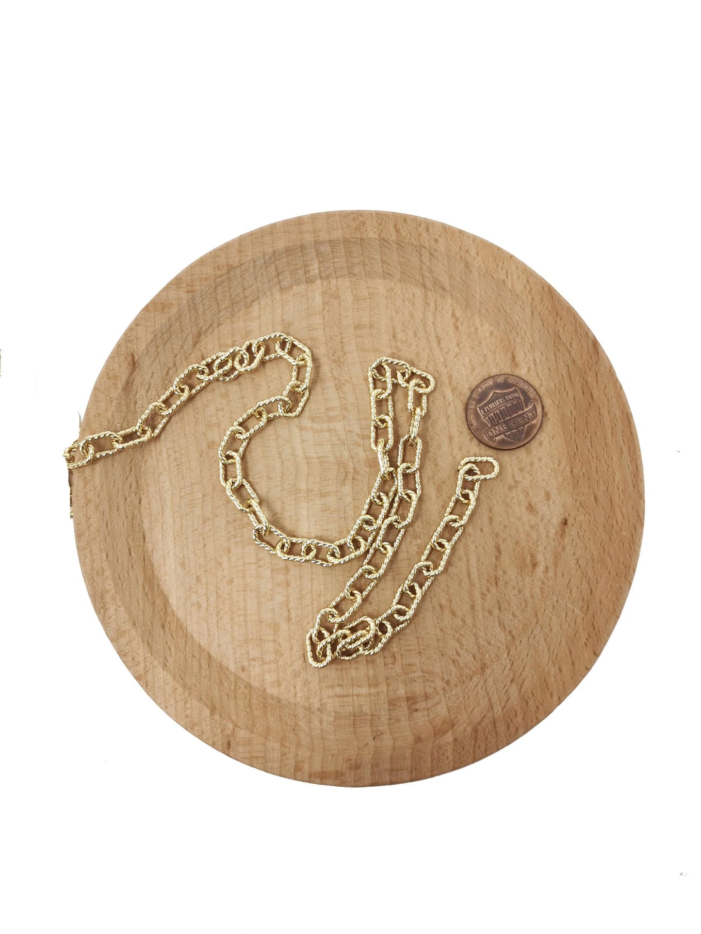 Gold oval rolo cable chain by yard, link cable twisted elongate chain , new design rolo chain, roll-3