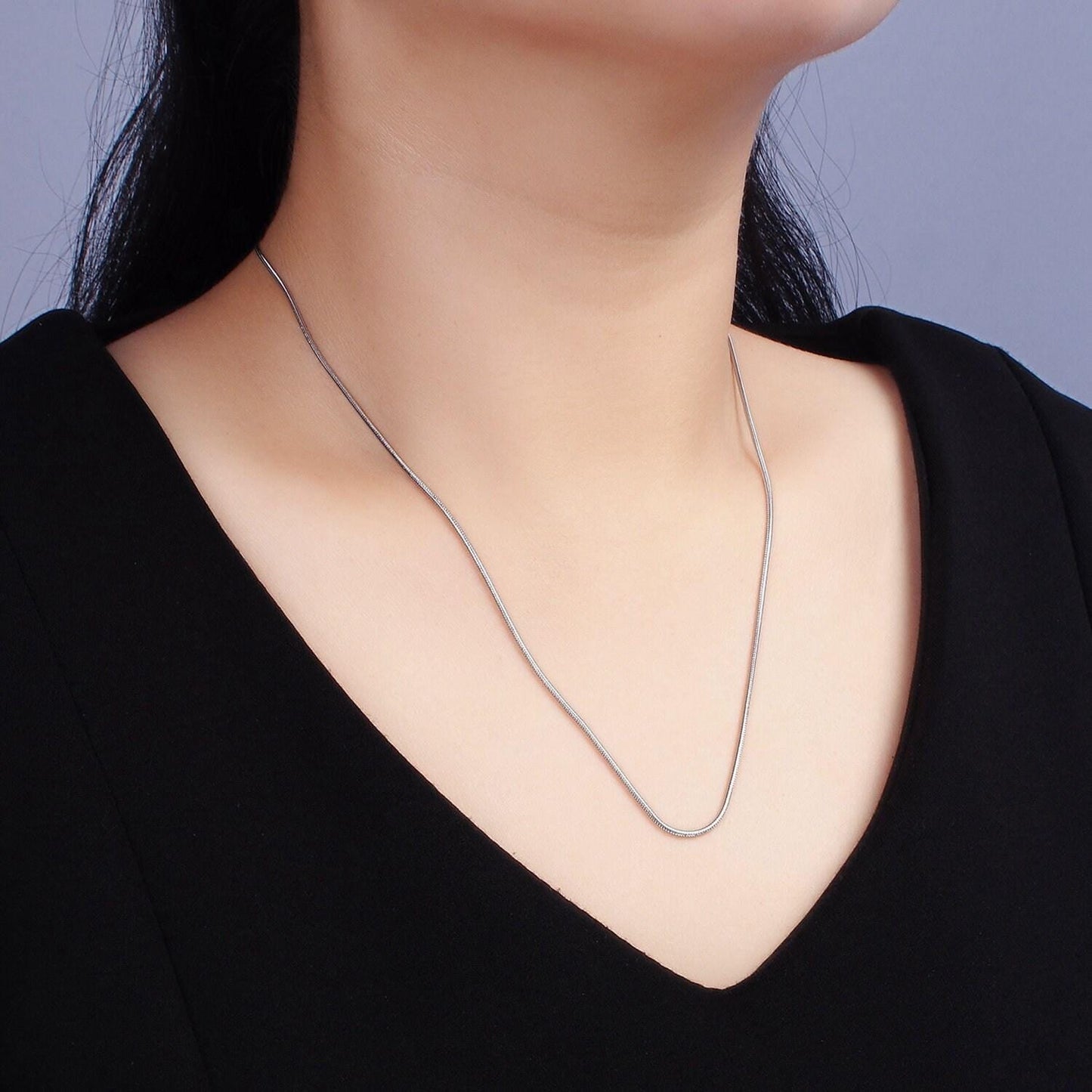 Stainless steel 1mm dainty silver snake chain 20 inch layering necklace | wa-2262