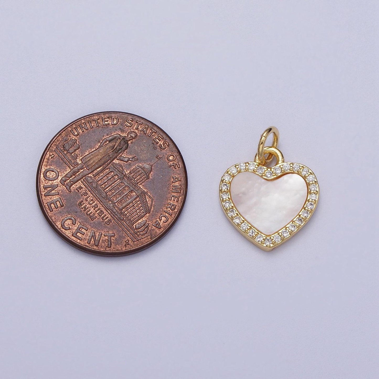 Dainty heart charm 14k gold filled micro paved shell pearl heart love charm | e548 e552 e553