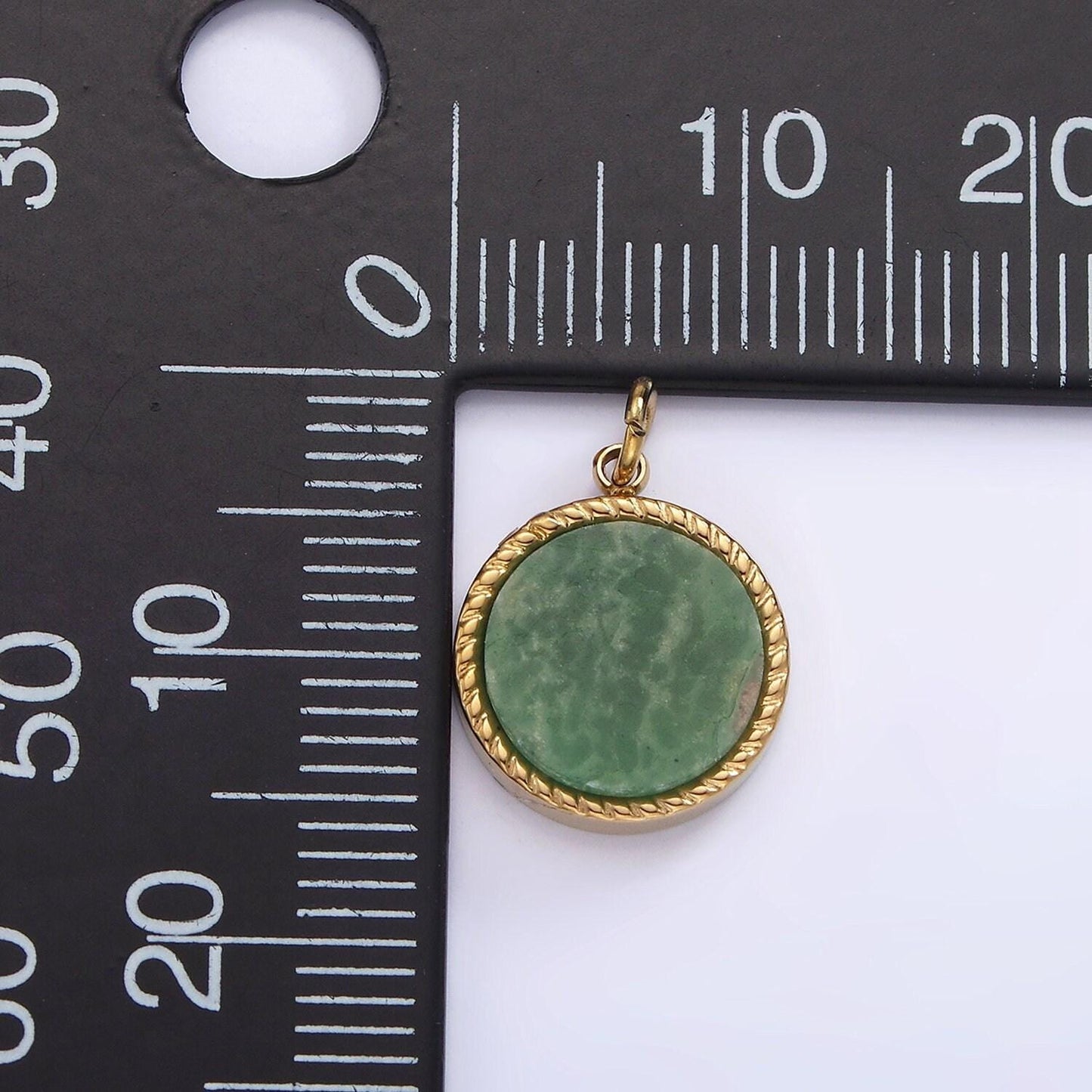 Stainless steel lapis lazuli, sunstone, zoisite, tourmaline, aventurine braided round charm in gold & silver | p698 - p707