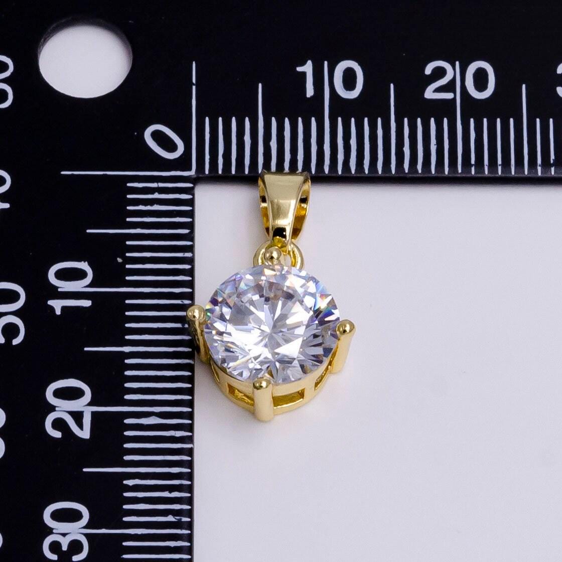 14k gold filled clear round cz minimalist solitaire pendant | n1455