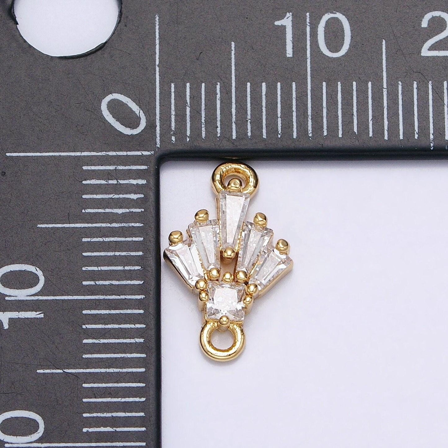 18k gold filled clear cz multiple baguette round mini connector in gold & silver | y-841