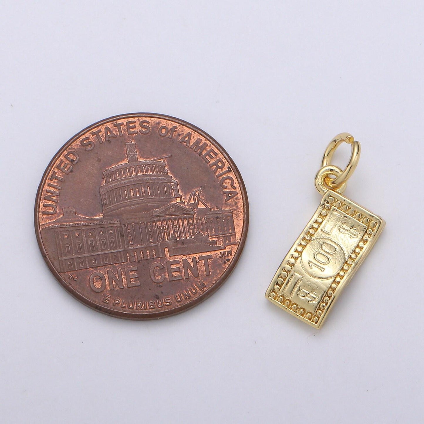 1x 100 dollar bill money charm 24k gold charm fortune pendant charm, good luck charm, happiness for diy jewelry,gold color, chgf-2030