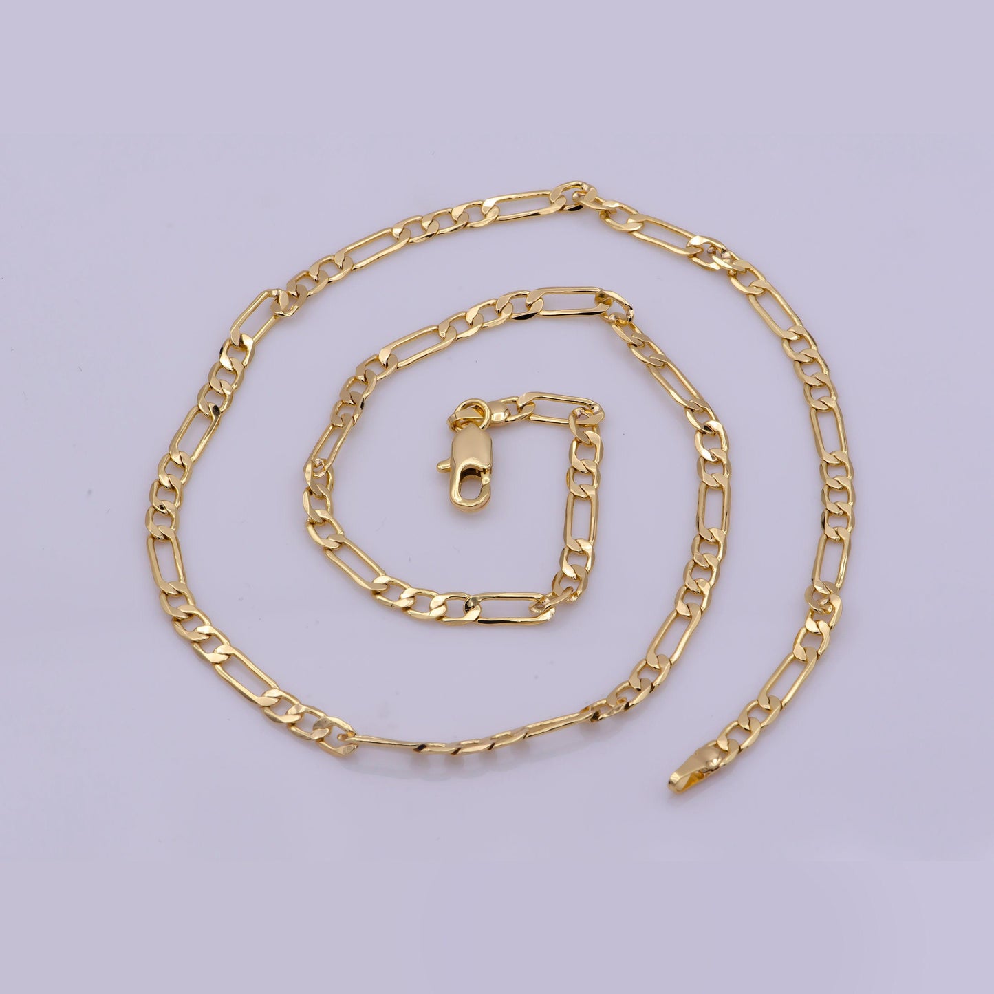 1pc 18.0'', 3.6mm ready to use gold figaro necklace chain, layering figaro chain dainty necklace, perfect for pendant charm necklace, 369