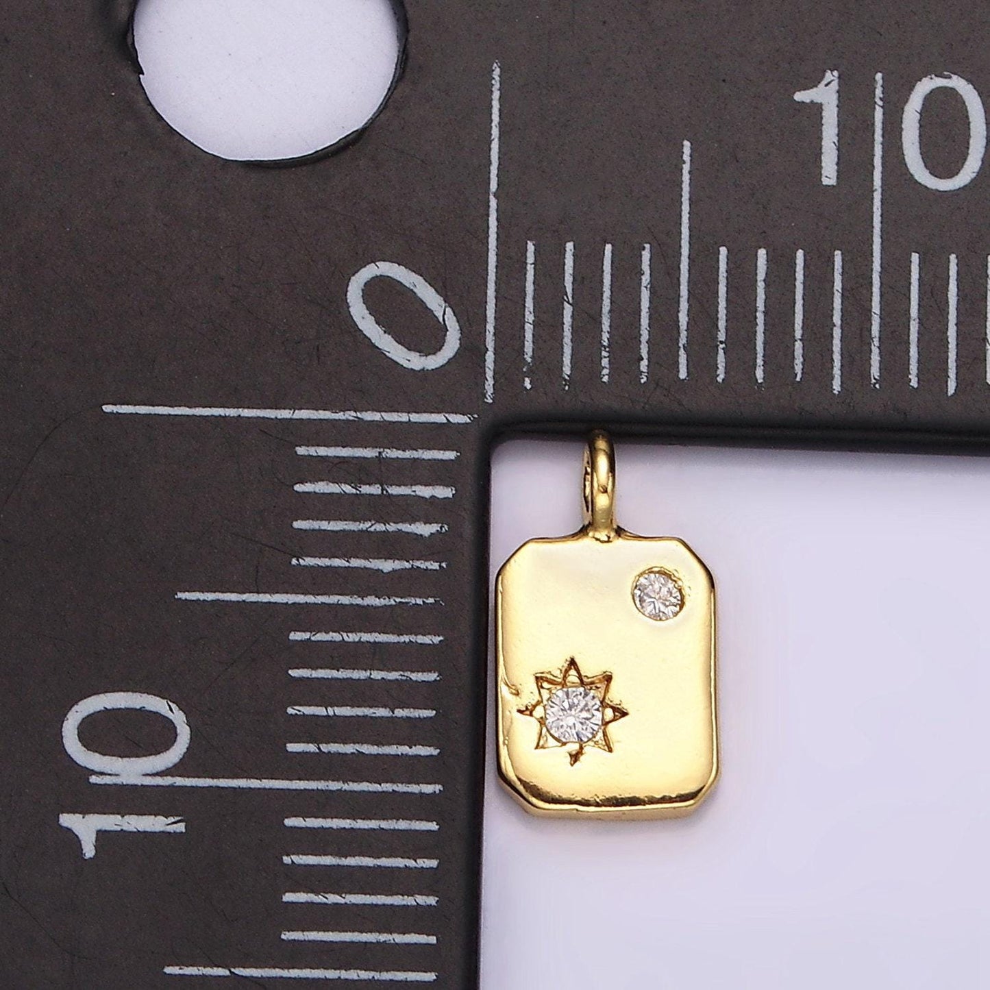 14k gold filled celestial star sun cz dotted tag mini charm | ac859