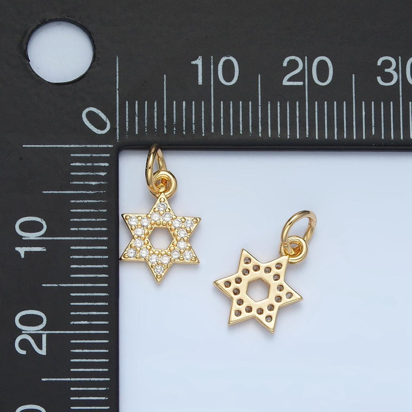 Mini open jewish star cz paved gold filled religious charm | w-187