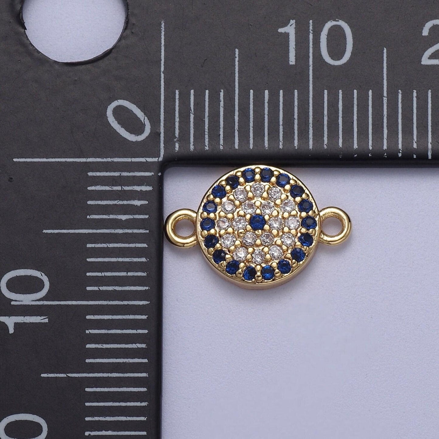 Cubic 18k gold filled evil eye charm connector greek evil eye link connector pave evil eye jewelry making f-061