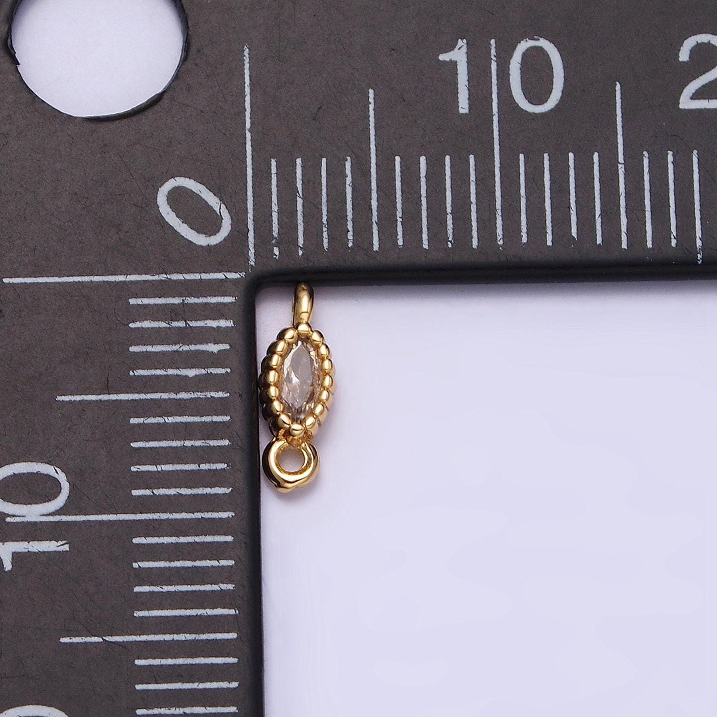 16k gold filled 4.5mm clear marquise cz dotted bezel connector in gold & silver oval charm connector | y-907