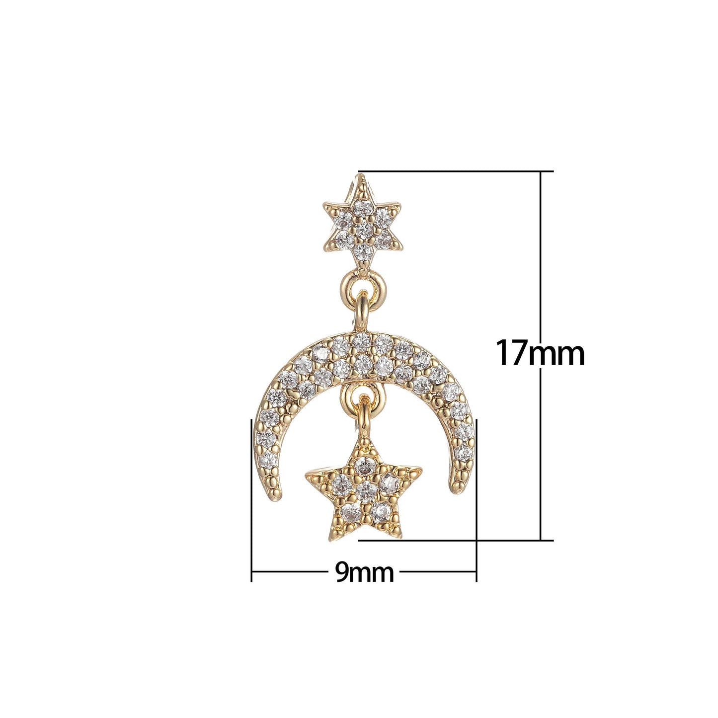 Cubic moon star charms dainty celestial charm pendant for diy jewelry making accessaries micro pave crescent moon charm e866