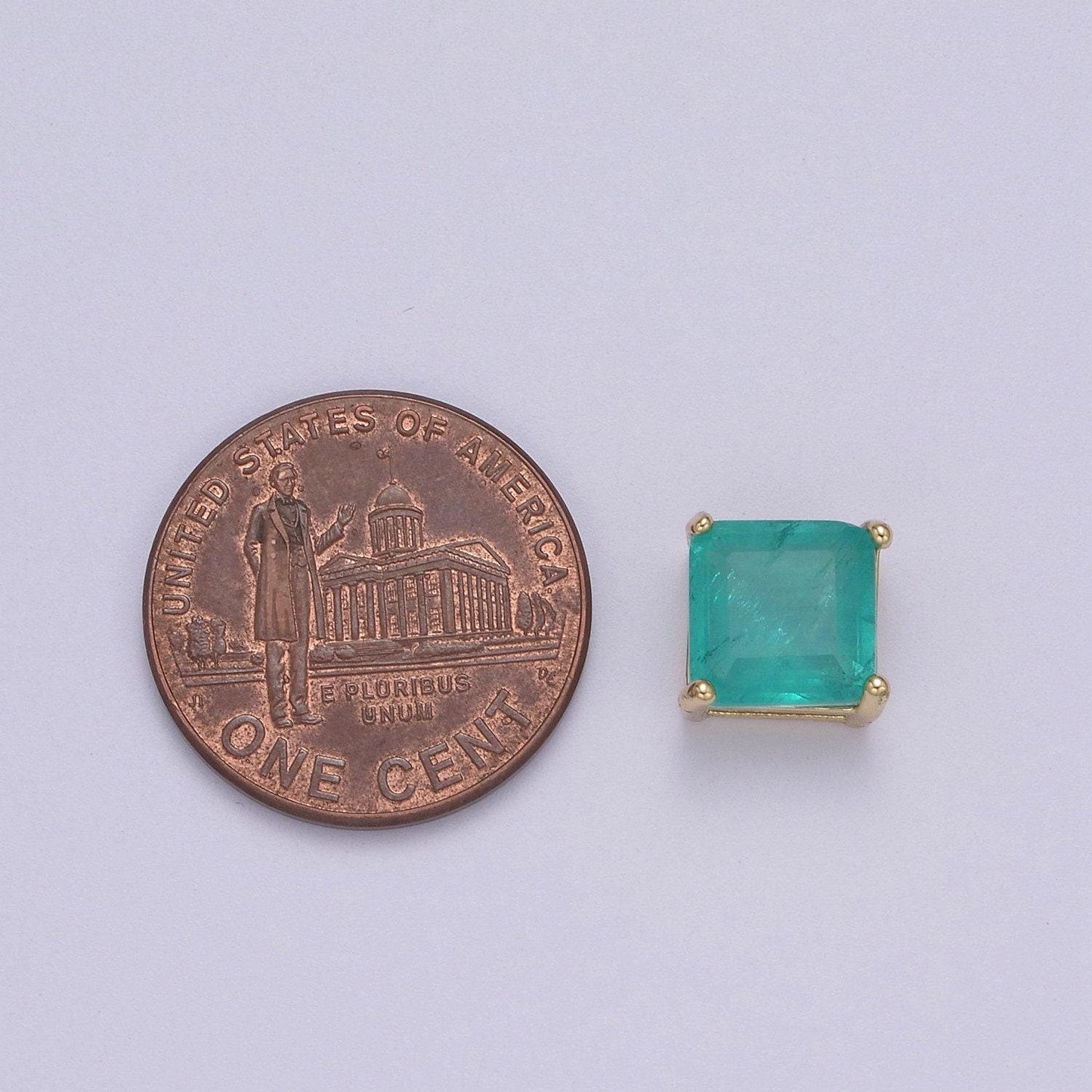 Cubiz zirconia square beads - 8.5mm small cz aqua green geometric jewelry gold beads spacer for bracelet necklace supply, b-462